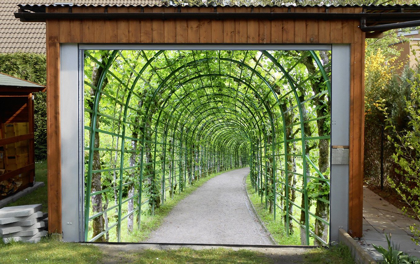 3D Green Trees Rattan Corridor 171 Garage Door Mural Wallpaper AJ Wallpaper 