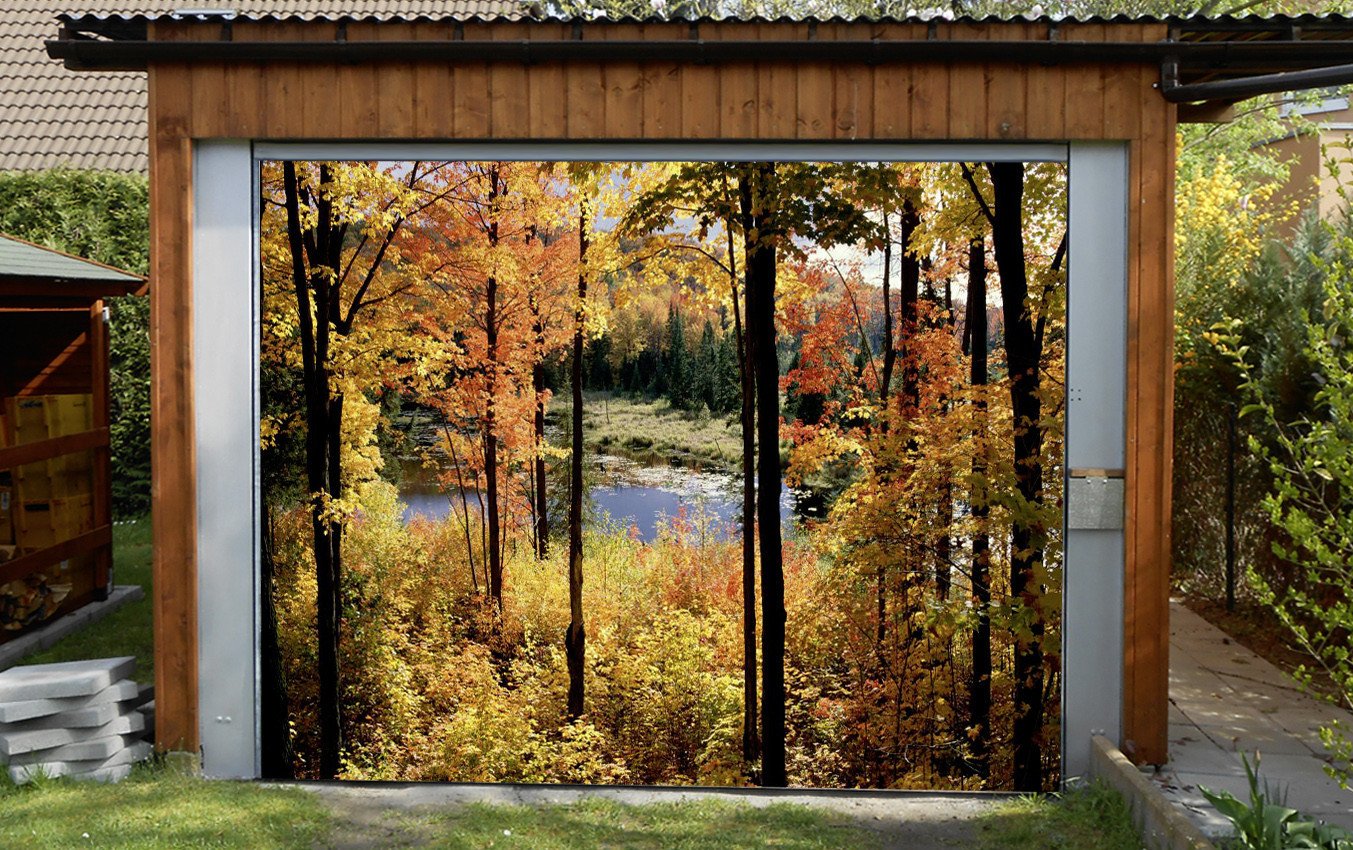 3D Yellow Trees 204 Garage Door Mural Wallpaper AJ Wallpaper 