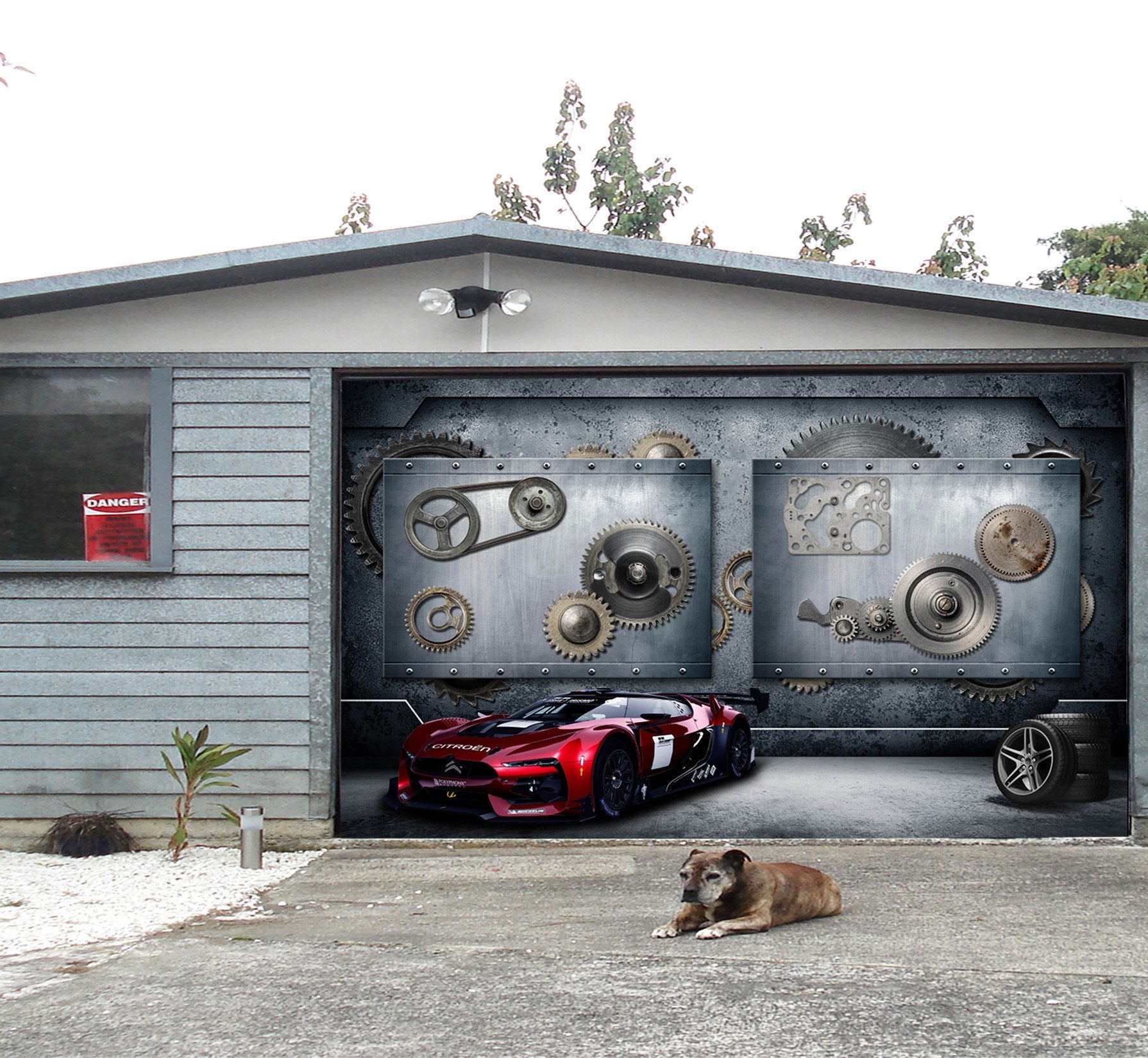 3D Sports Car Gears 384 Garage Door Mural Wallpaper AJ Wallpaper 