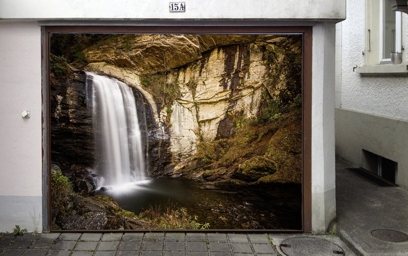 3D Stone Mountain Waterfall 283 Garage Door Mural Wallpaper AJ Wallpaper 