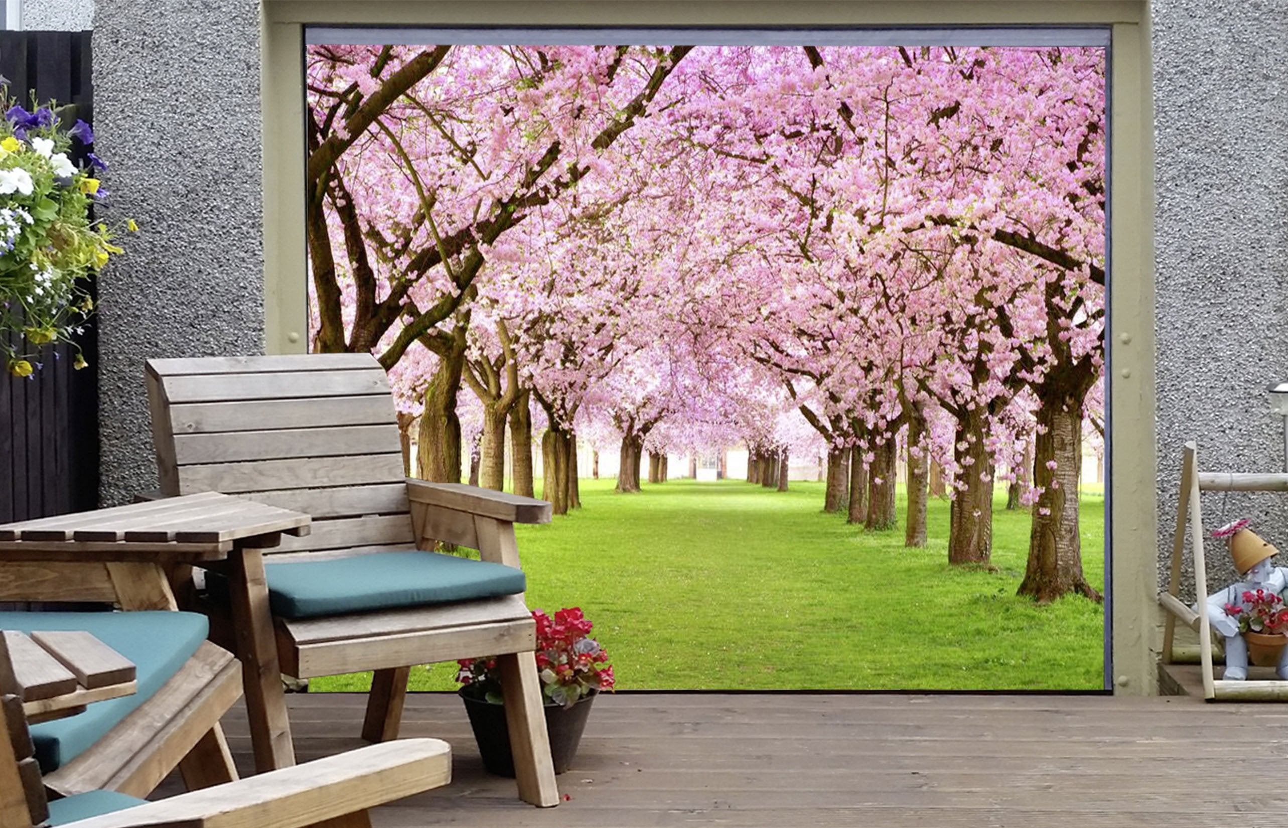 3D Grassland Flowers Trees 470 Garage Door Mural Wallpaper AJ Wallpaper 