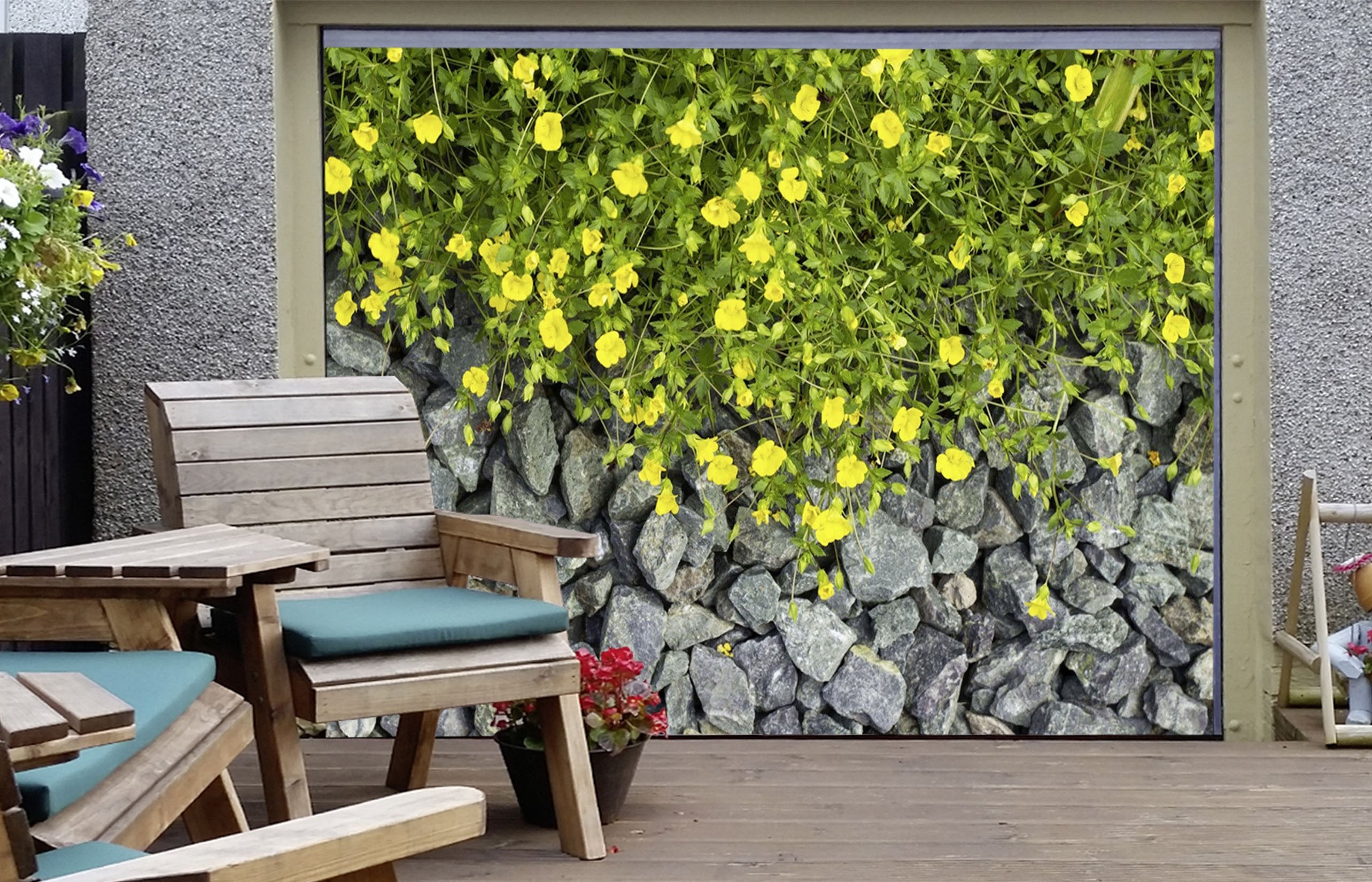 3D Flowers Stones 400 Garage Door Mural Wallpaper AJ Wallpaper 