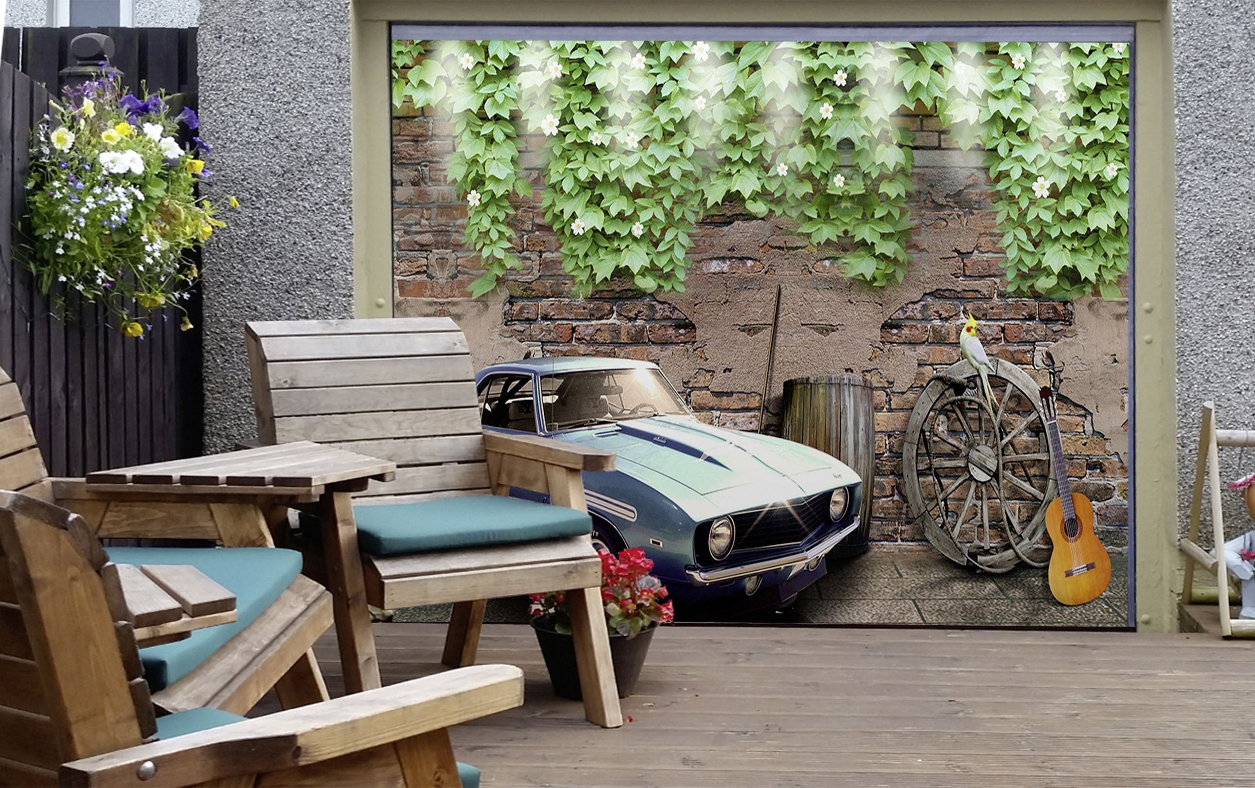 3D Flowers Vines Car 362 Garage Door Mural Wallpaper AJ Wallpaper 