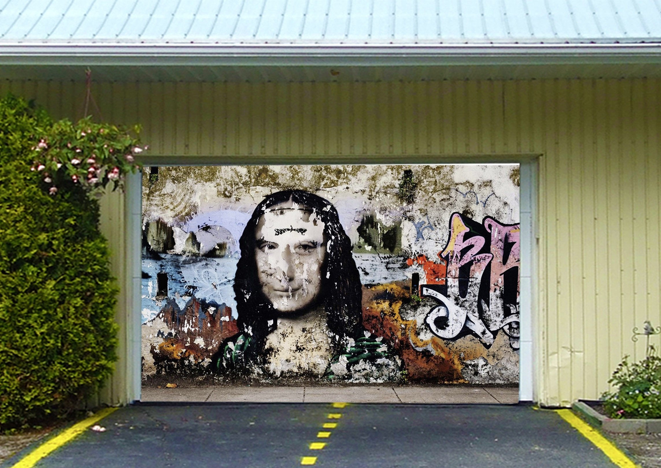 3D Graffiti Mona Lisa 391 Garage Door Mural Wallpaper AJ Wallpaper 