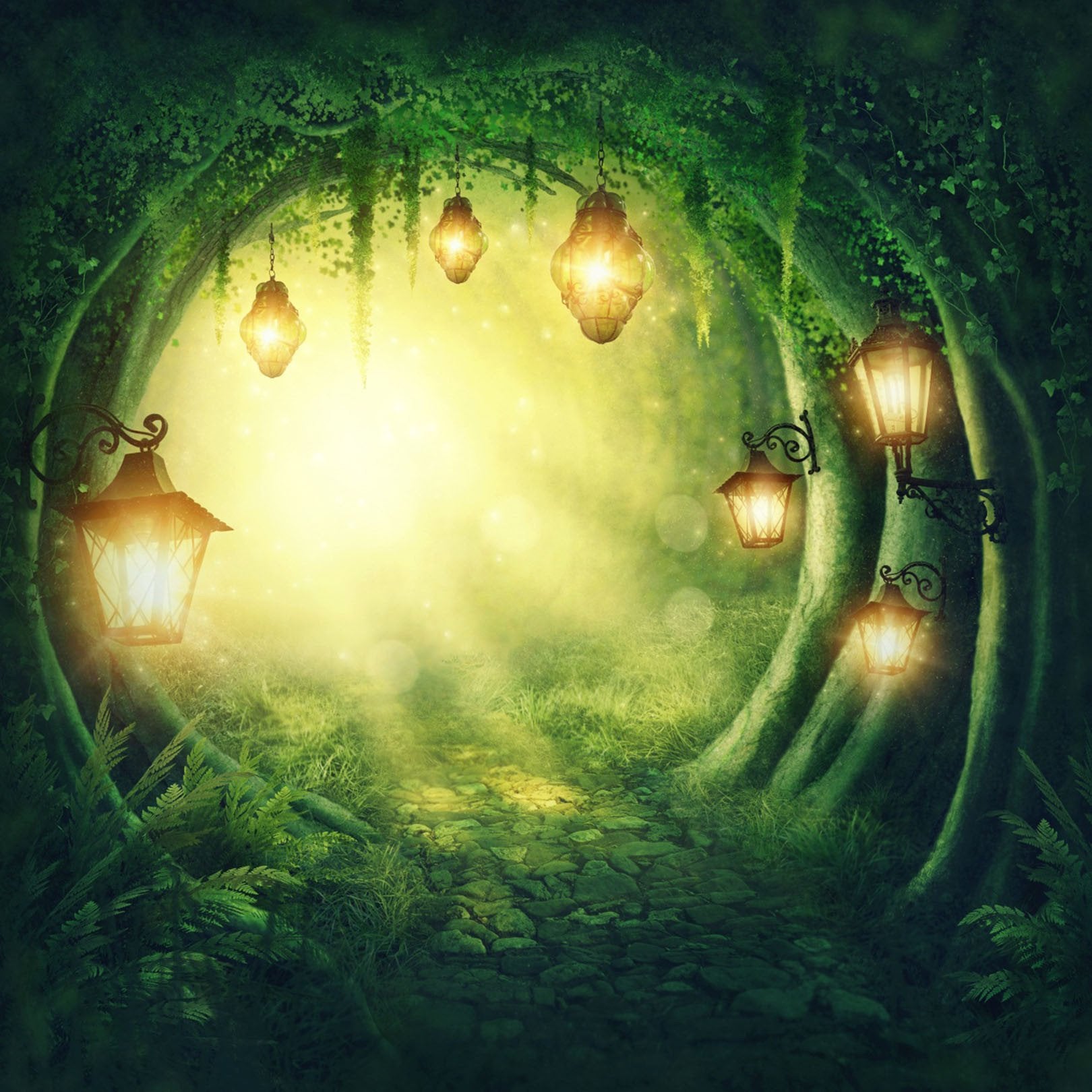 3D Forest Path Lights 451 Garage Door Mural Wallpaper AJ Wallpaper 