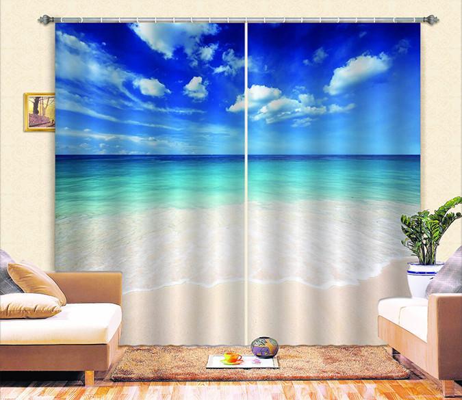 3D Blue Sky and White Clouds Beach Curtains Drapes Wallpaper AJ Wallpaper 