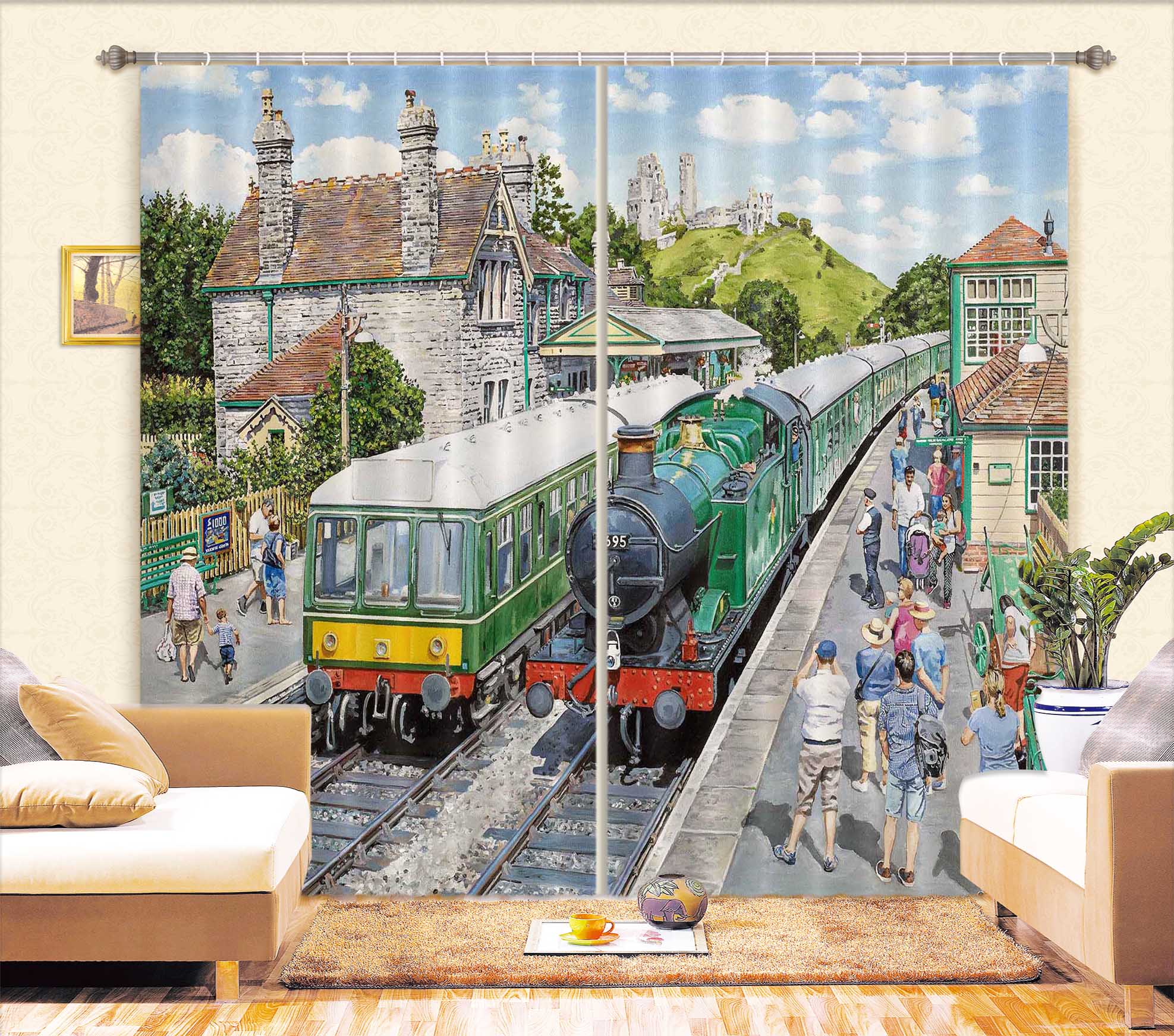 3D Corfe Castle Station 055 Trevor Mitchell Curtain Curtains Drapes