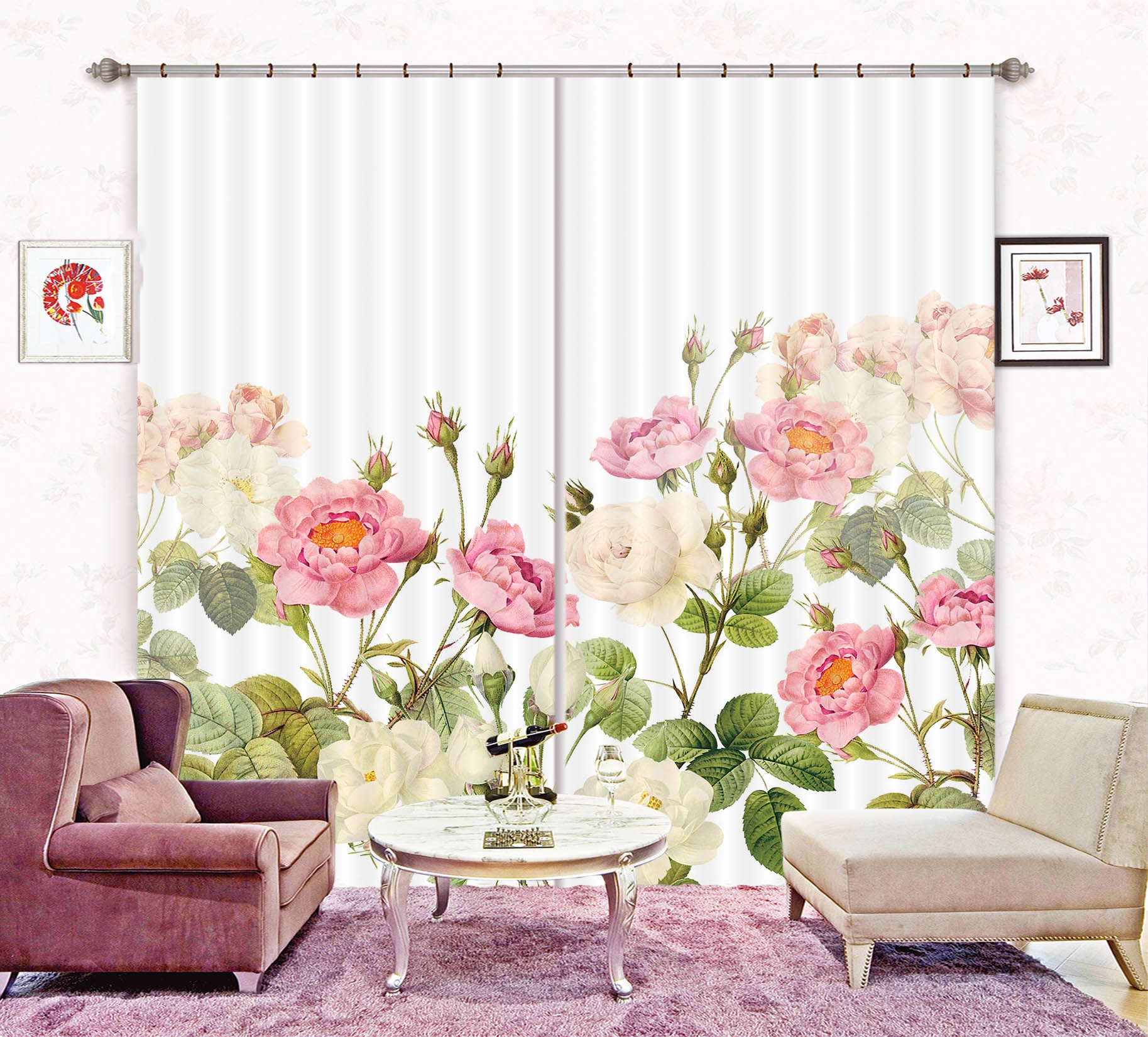 3D Bright Flower 208 Uta Naumann Curtain Curtains Drapes