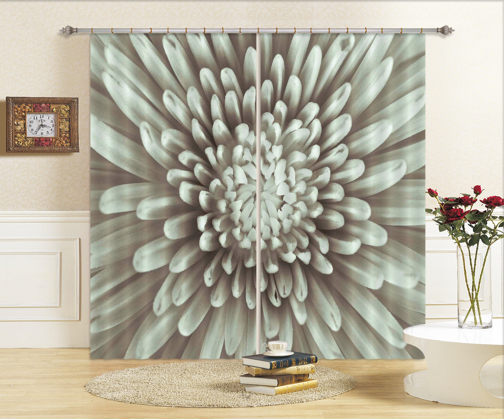 3D White Daisy 001 Assaf Frank Curtain Curtains Drapes