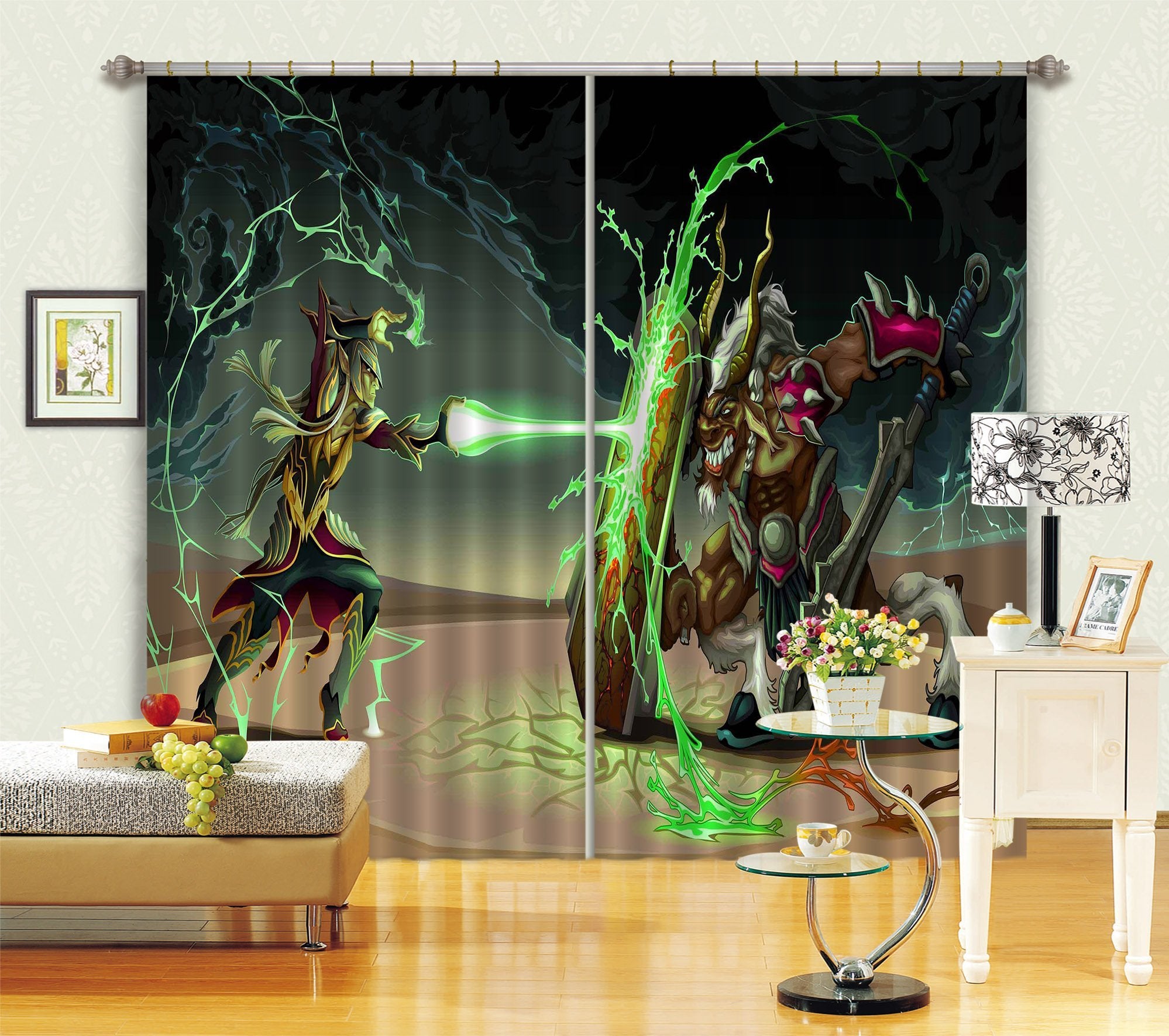 3D Monsters Battle 2455 Curtains Drapes Wallpaper AJ Wallpaper 