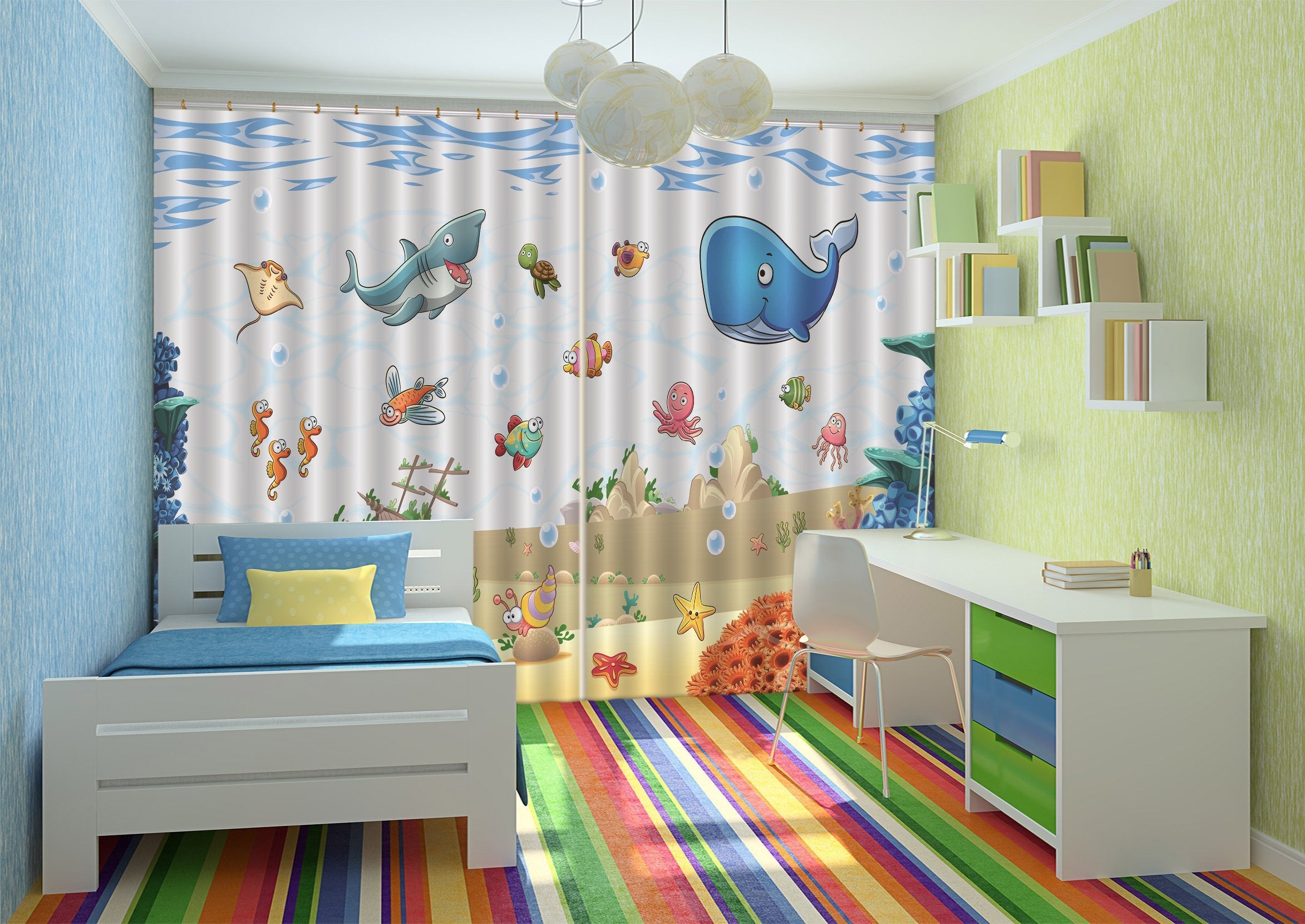 3D Lovely Sea Animals 706 Curtains Drapes Wallpaper AJ Wallpaper 