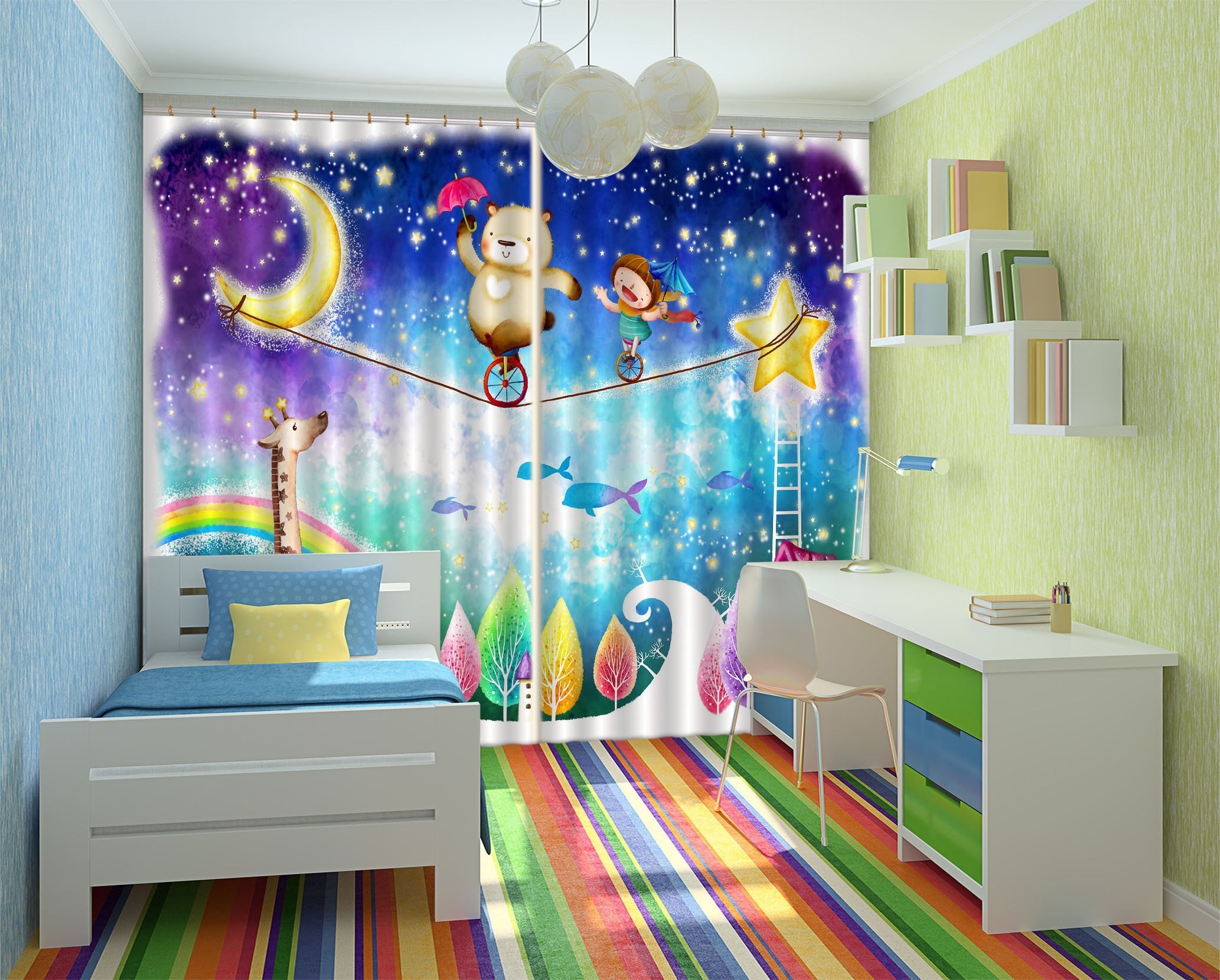 3D Lovely Bear And Girl 67 Curtains Drapes Wallpaper AJ Wallpaper 