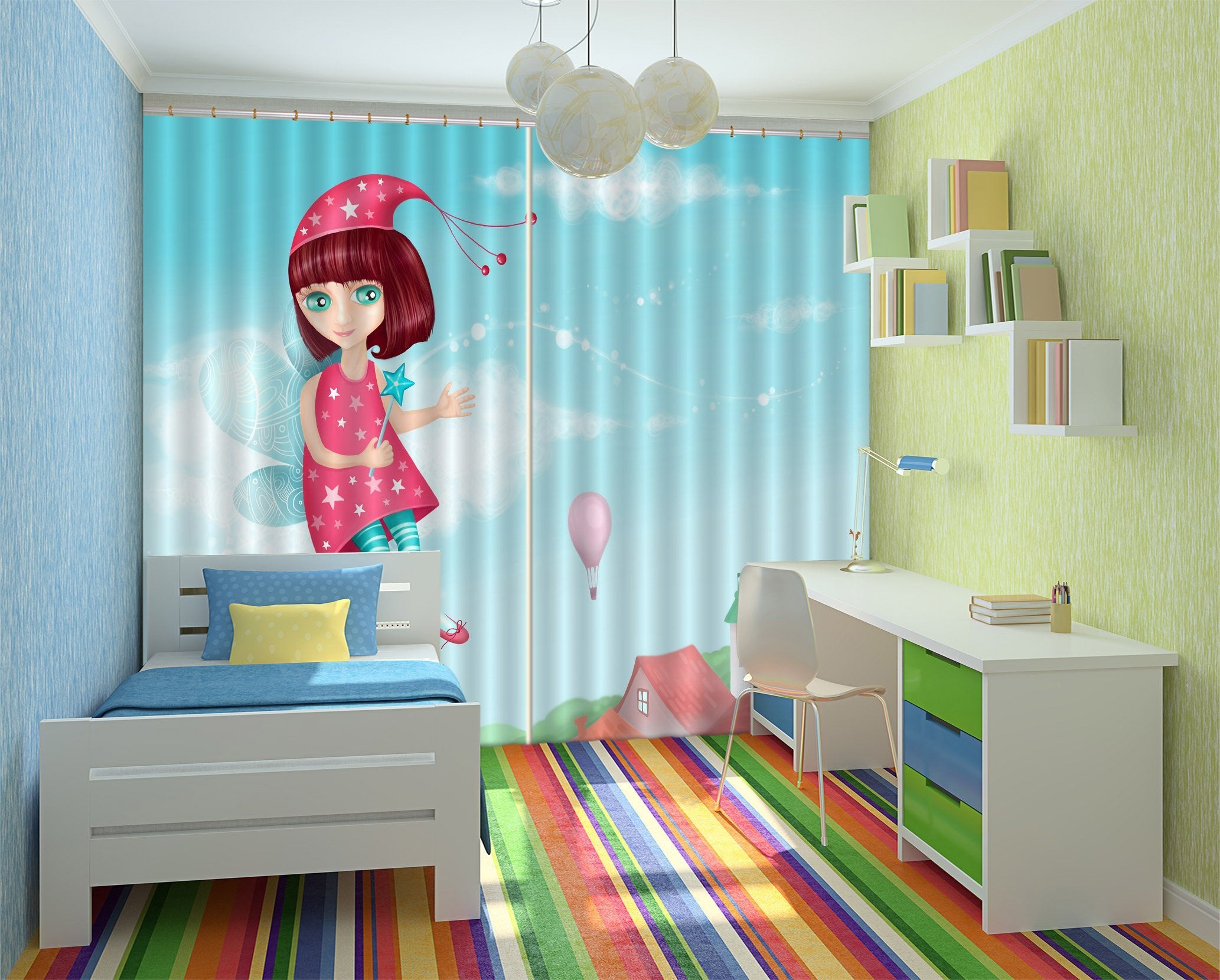 3D Flying Girl 510 Curtains Drapes Wallpaper AJ Wallpaper 