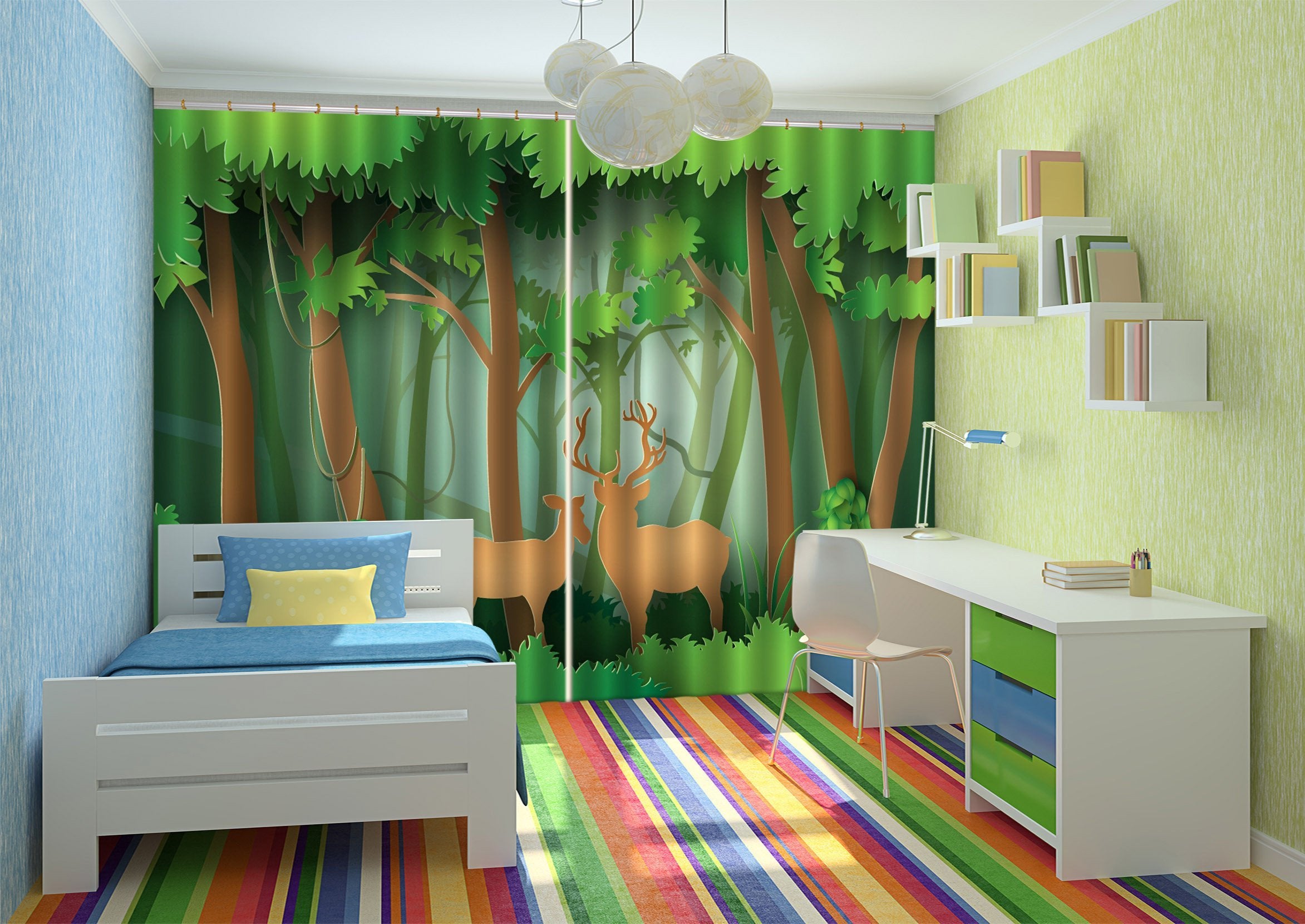 3D Trees Animals 530 Curtains Drapes Wallpaper AJ Wallpaper 