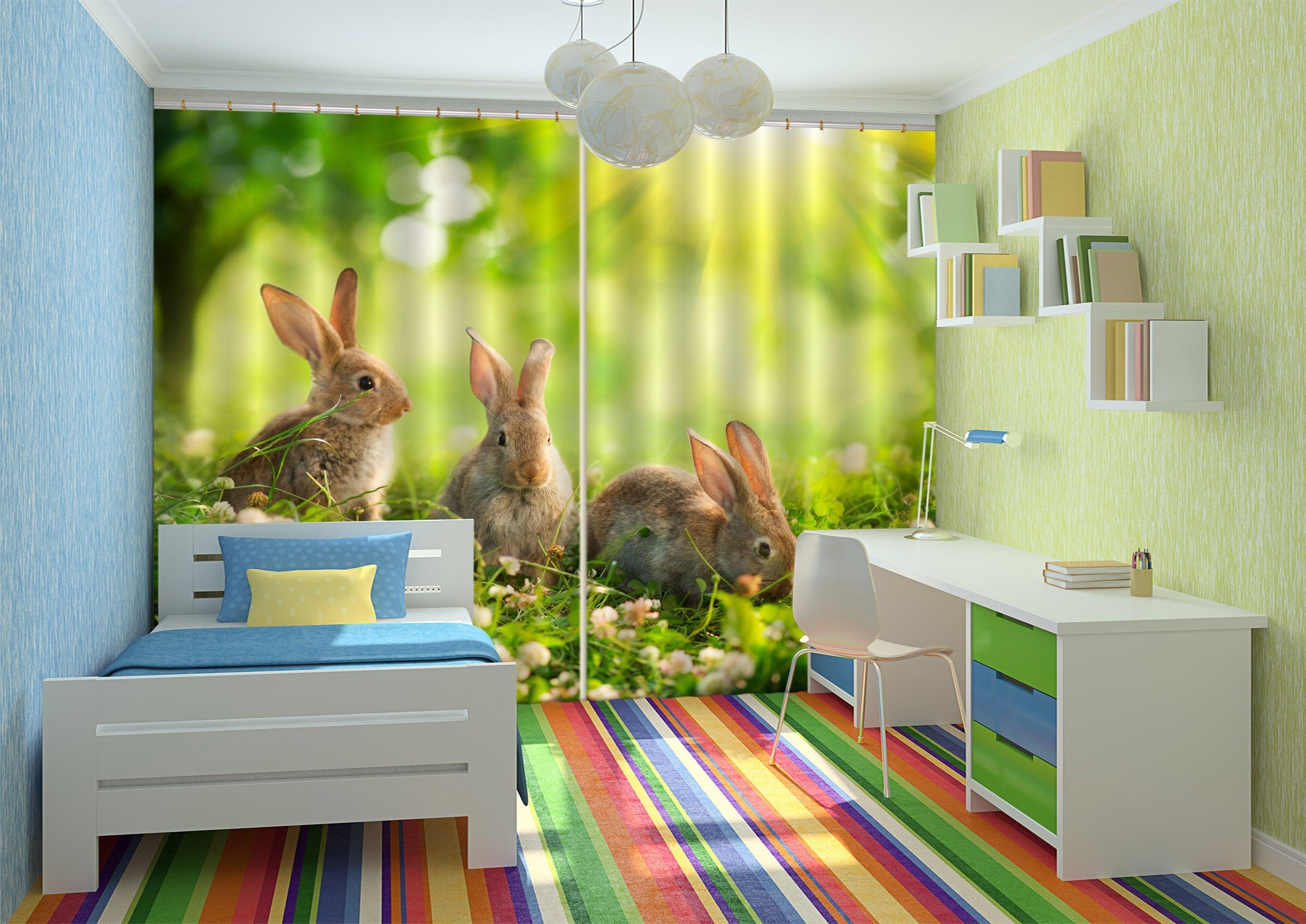 3D Lovely Rabbits 798 Curtains Drapes Wallpaper AJ Wallpaper 