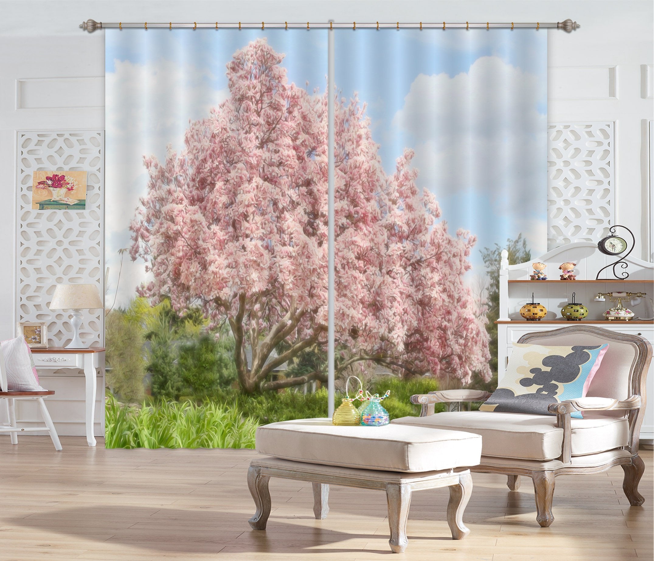 3D Lush Pink Tree 426 Curtains Drapes Wallpaper AJ Wallpaper 