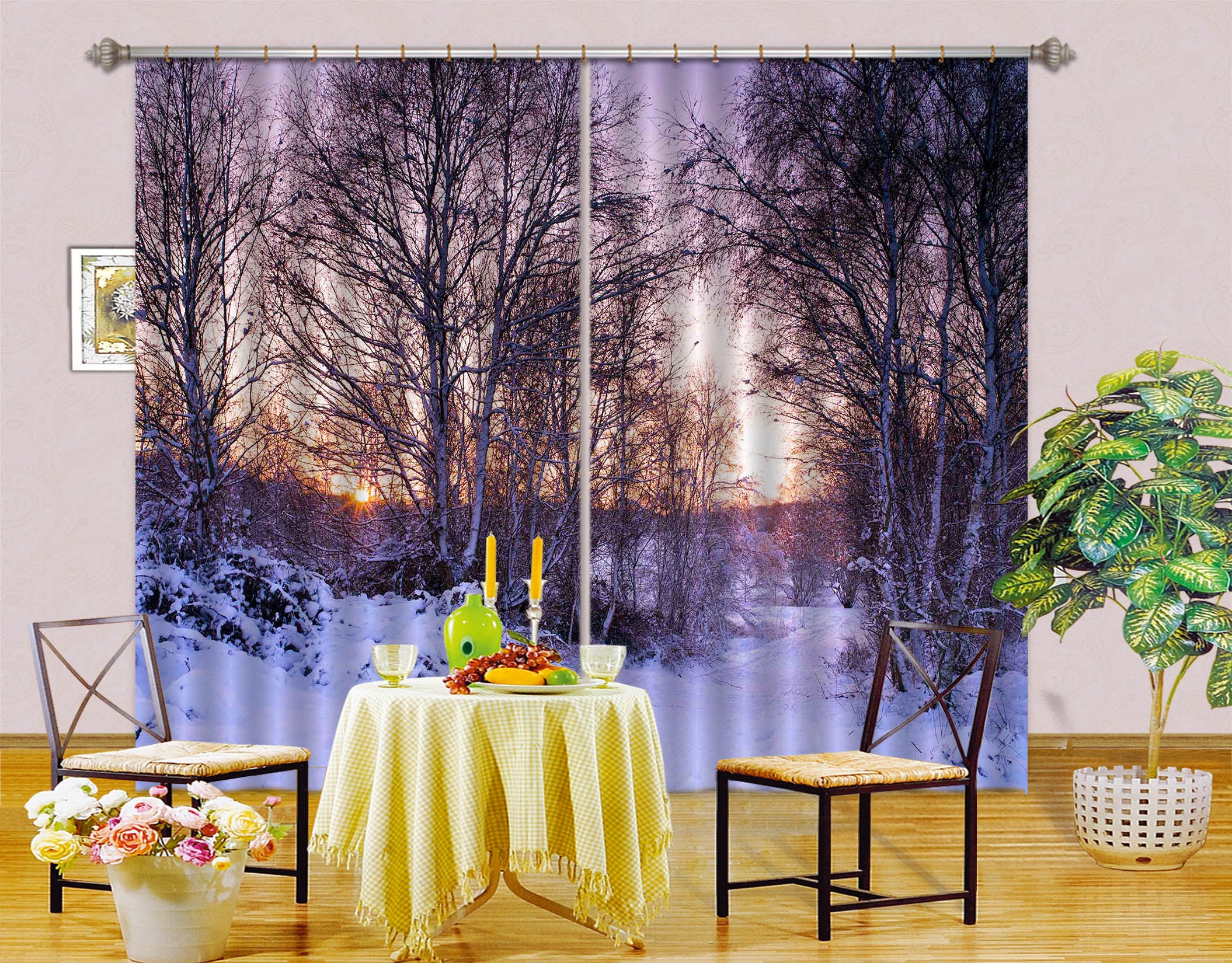 3D Dusk Forest 002 Assaf Frank Curtain Curtains Drapes