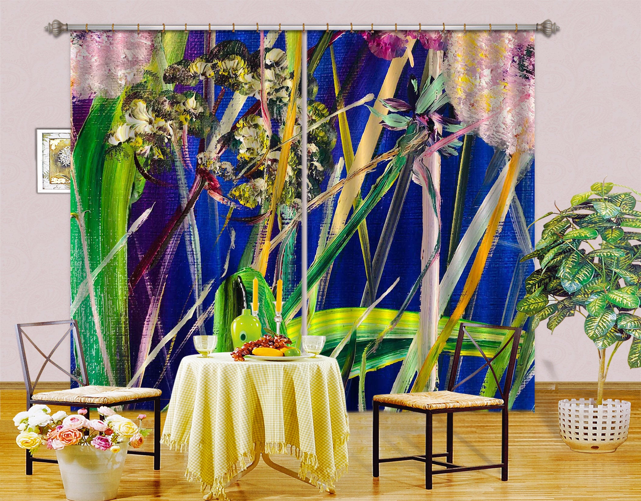 3D Green Grass Flower 2361 Skromova Marina Curtain Curtains Drapes