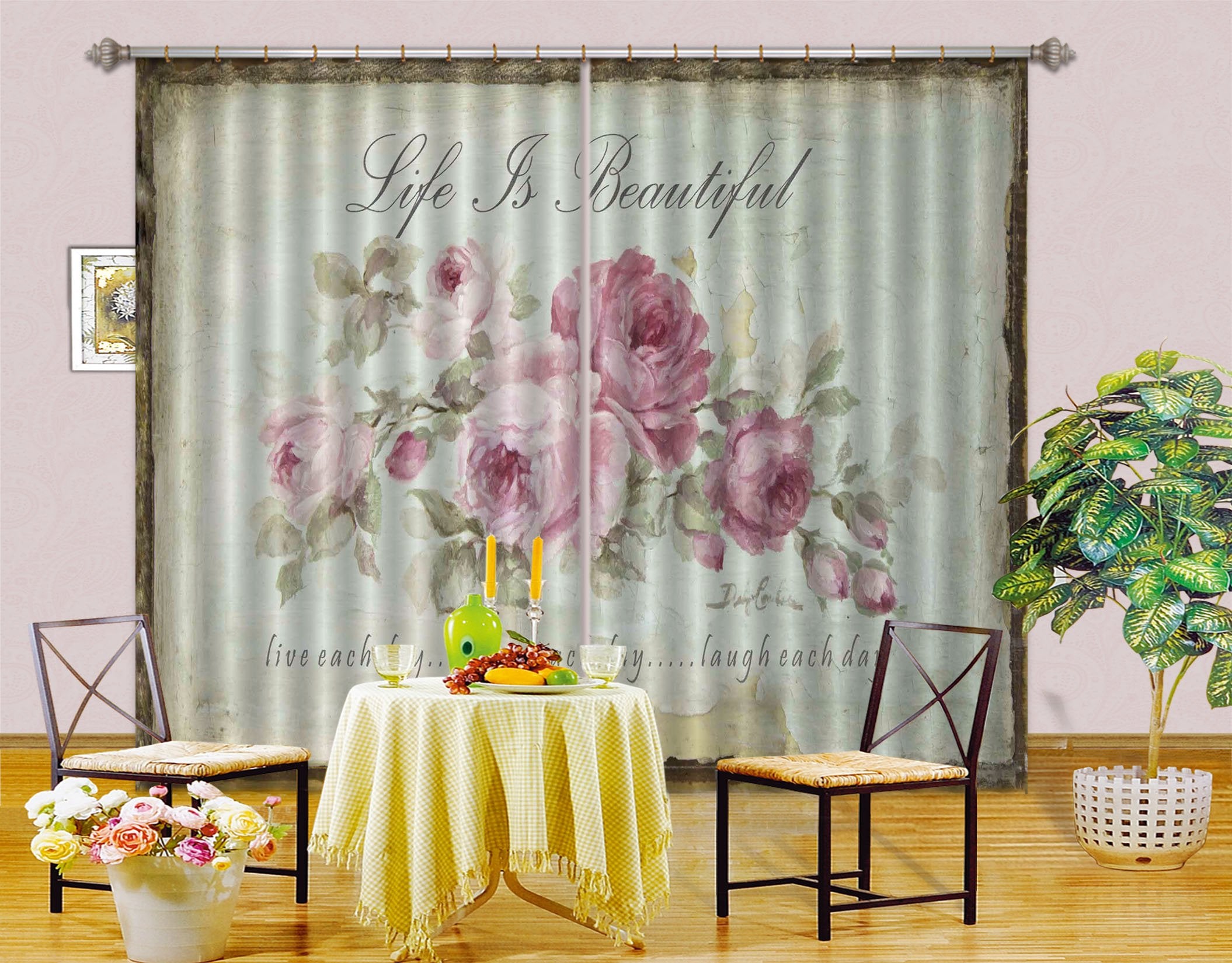 3D Beautiful Flowers 054 Debi Coules Curtain Curtains Drapes Wallpaper AJ Wallpaper 