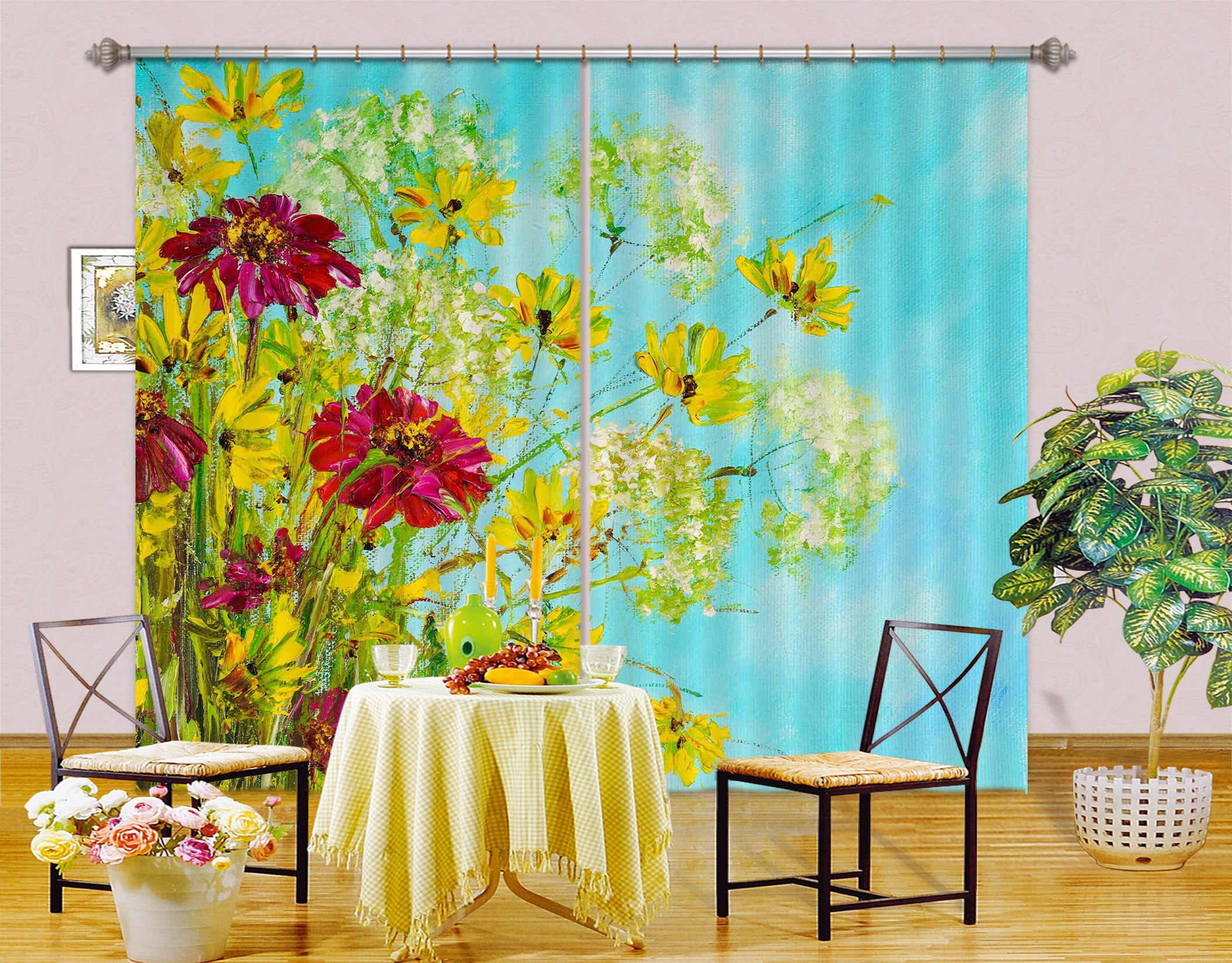 3D Yellow Flower 2330 Skromova Marina Curtain Curtains Drapes