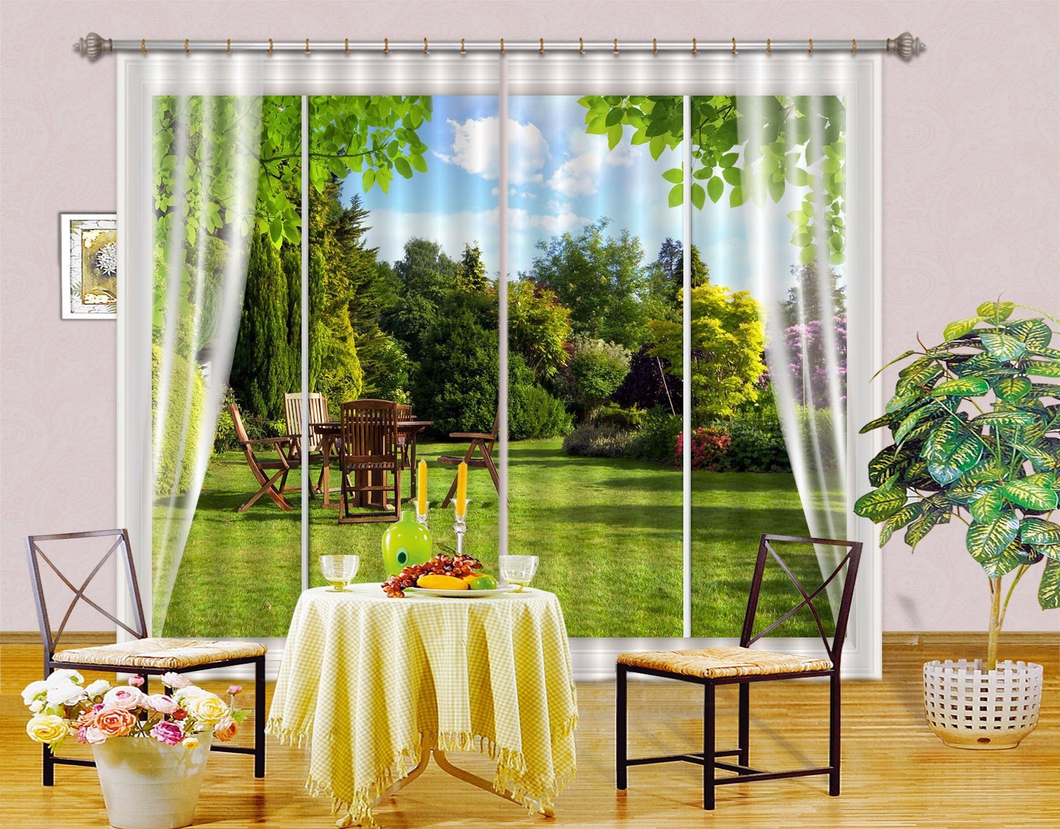 3D Courtyard Scenery 85 Curtains Drapes Wallpaper AJ Wallpaper 