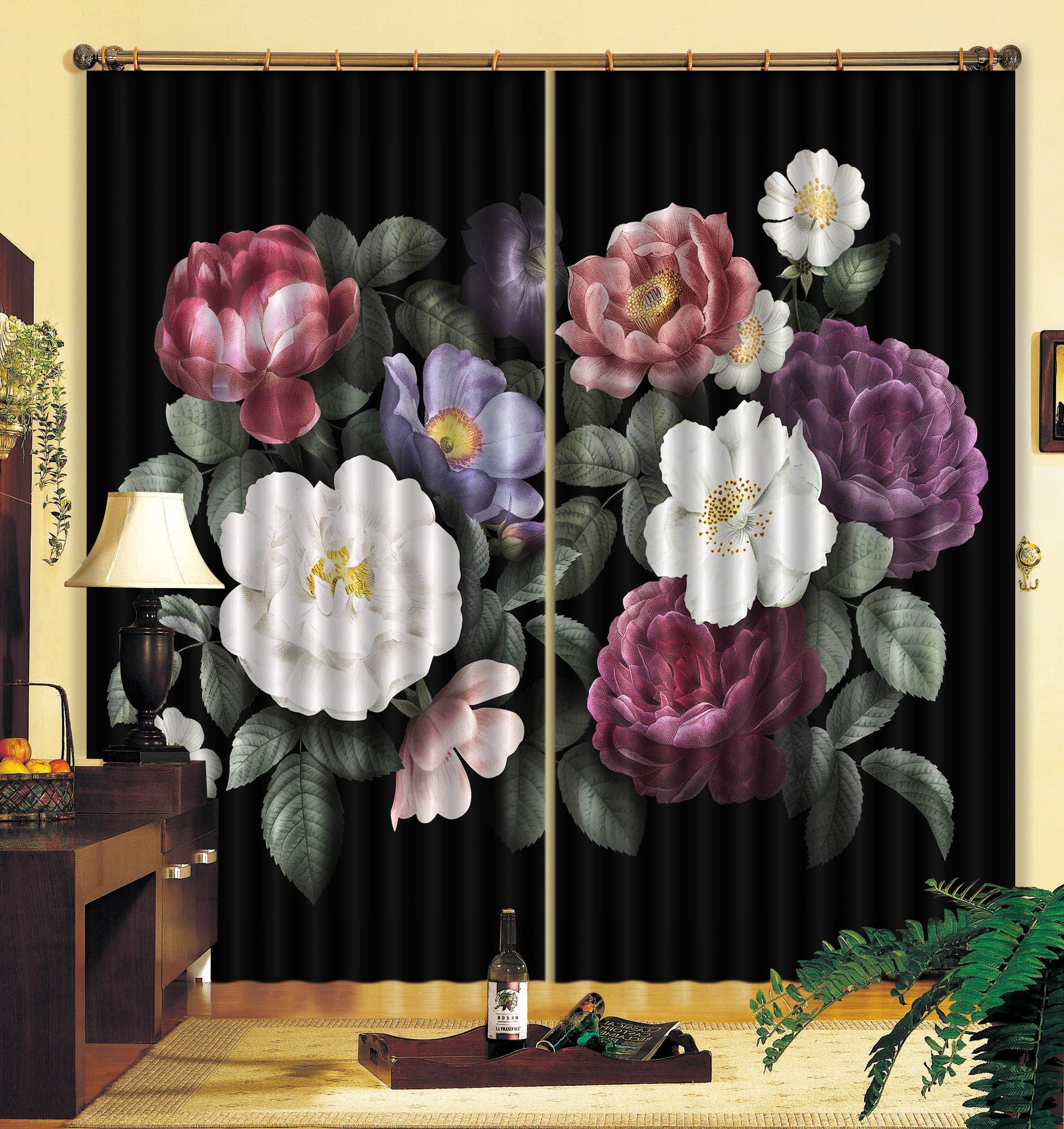 3D Colored Petals 735 Curtains Drapes