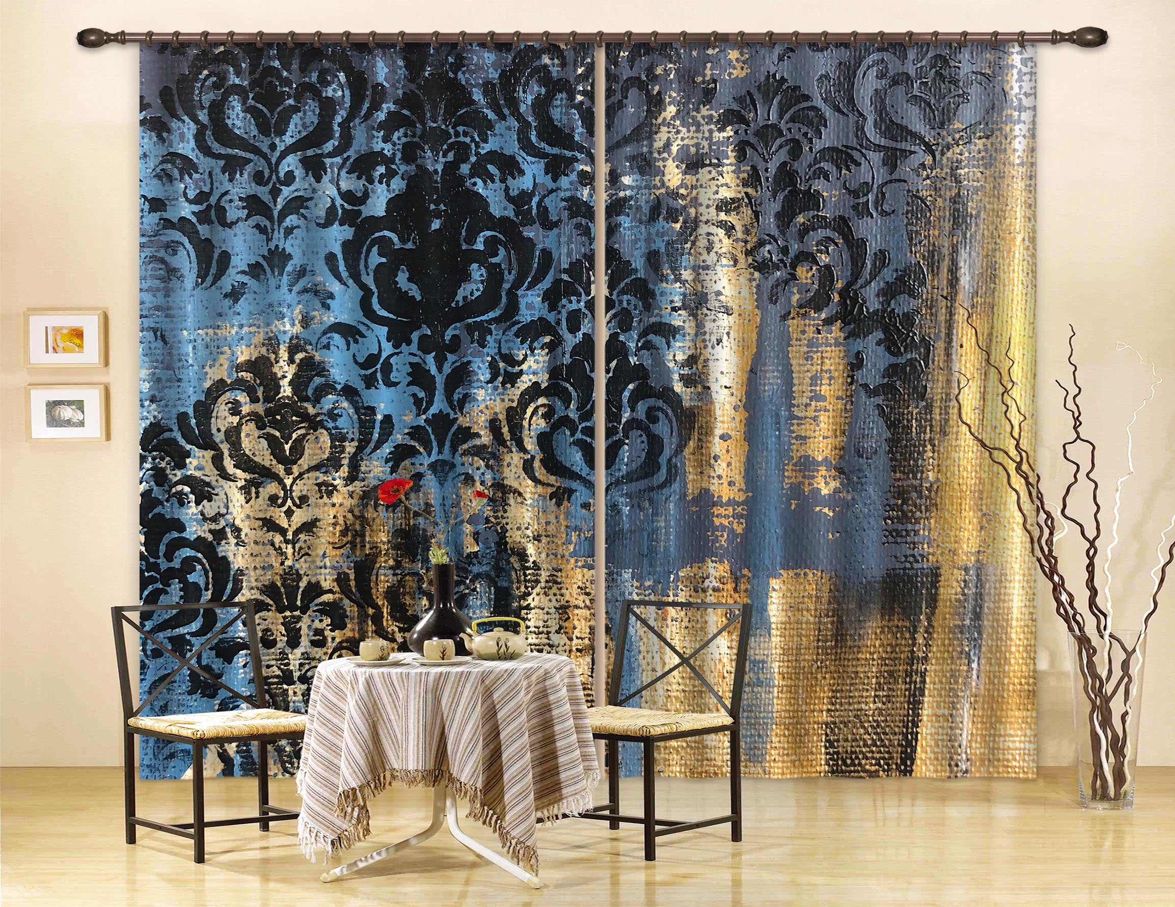 3D Blue Pattern Paint 2328 Skromova Marina Curtain Curtains Drapes