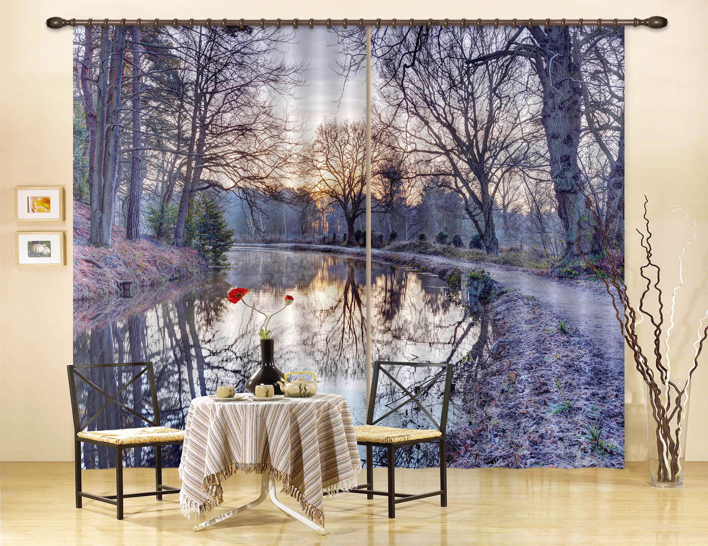 3D Forest River 232 Assaf Frank Curtain Curtains Drapes