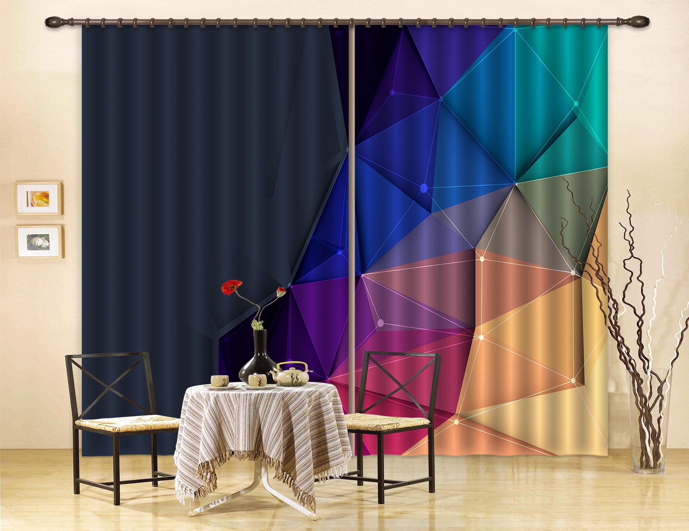 3D Gradient Triangle Stereoscopic 16 Curtains Drapes Curtains AJ Creativity Home 