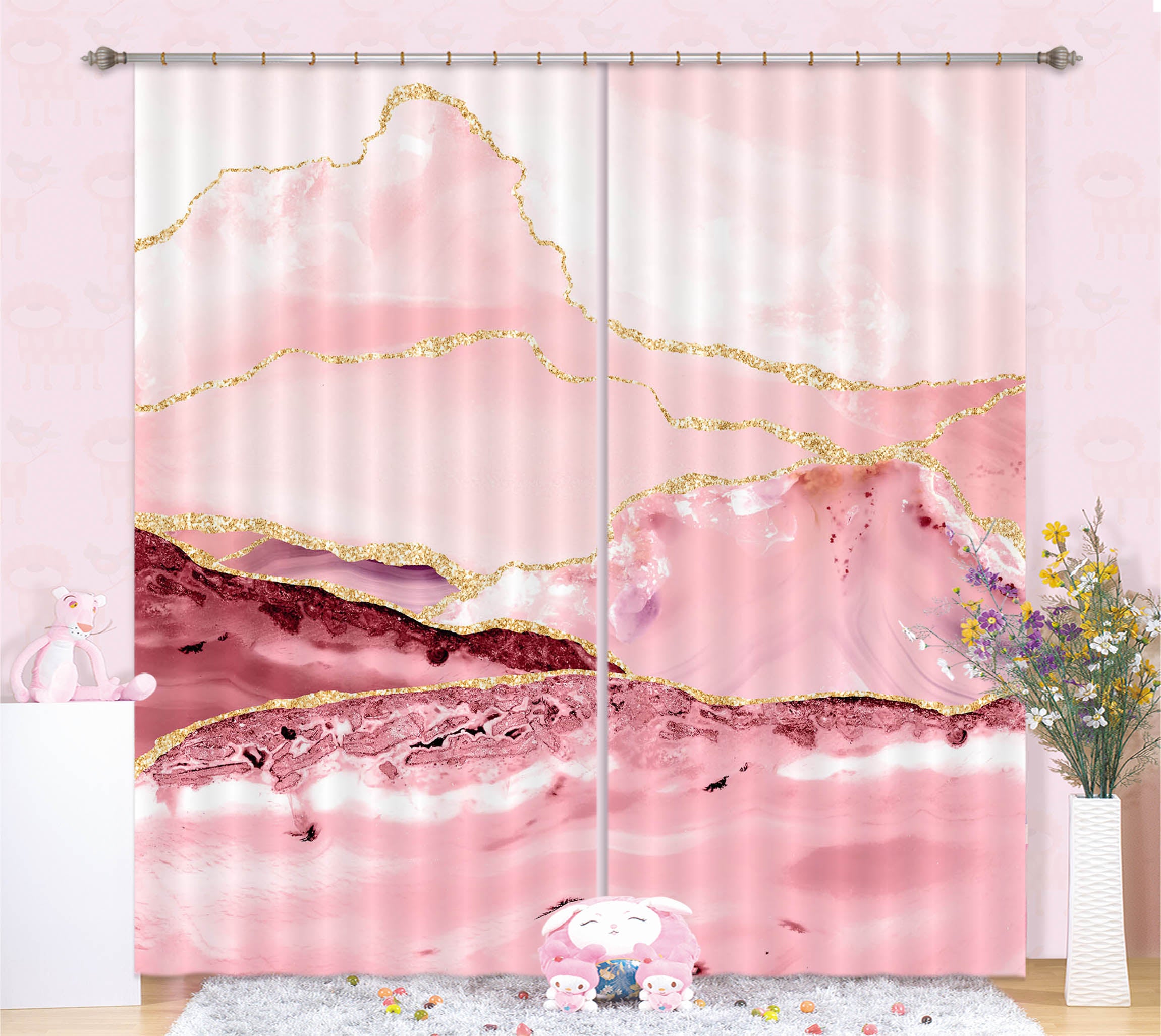 3D Pink Modernization 191 Uta Naumann Curtain Curtains Drapes