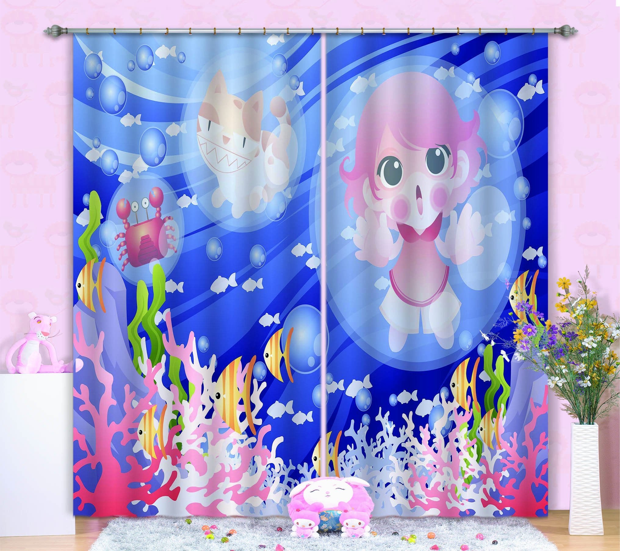 3D Lovely Diving Girl 793 Curtains Drapes Wallpaper AJ Wallpaper 