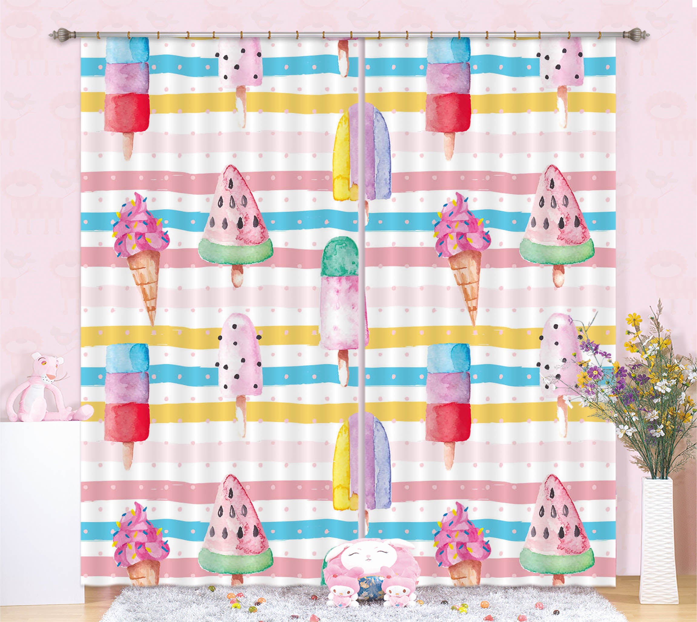 3D Color Ice Cream 240 Uta Naumann Curtain Curtains Drapes