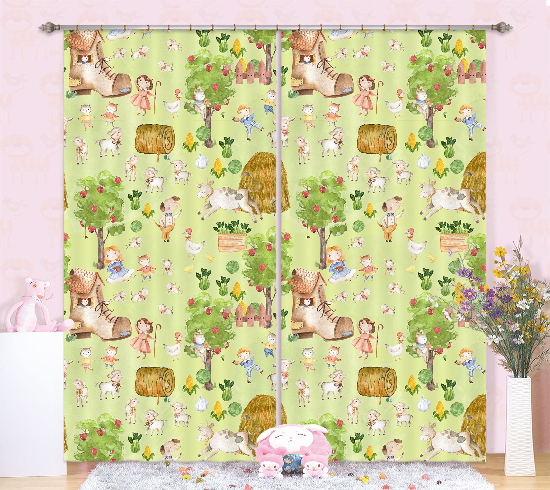 3D Cute Sheep 104 Uta Naumann Curtain Curtains Drapes