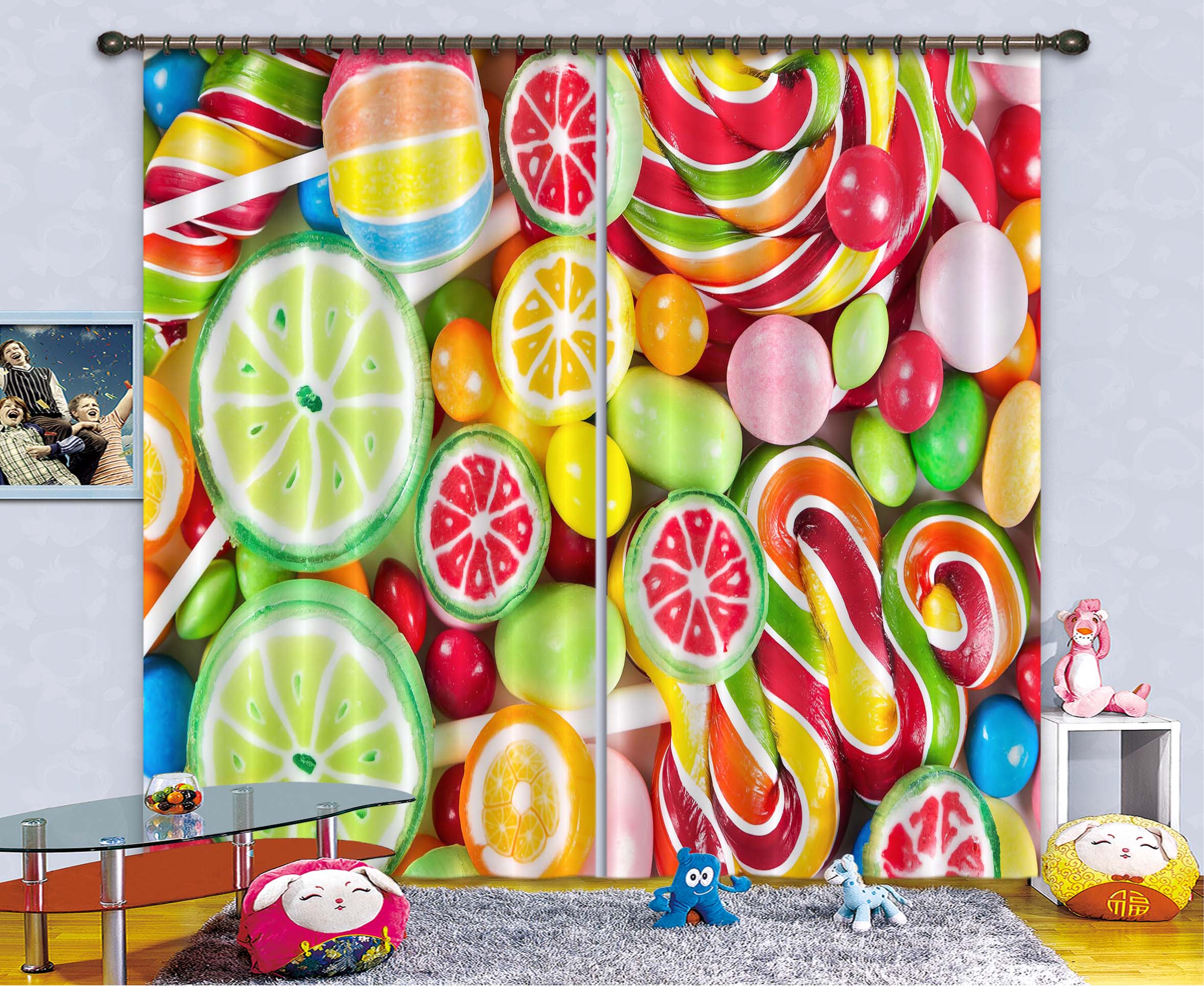 3D Colored Candy 703 Curtains Drapes