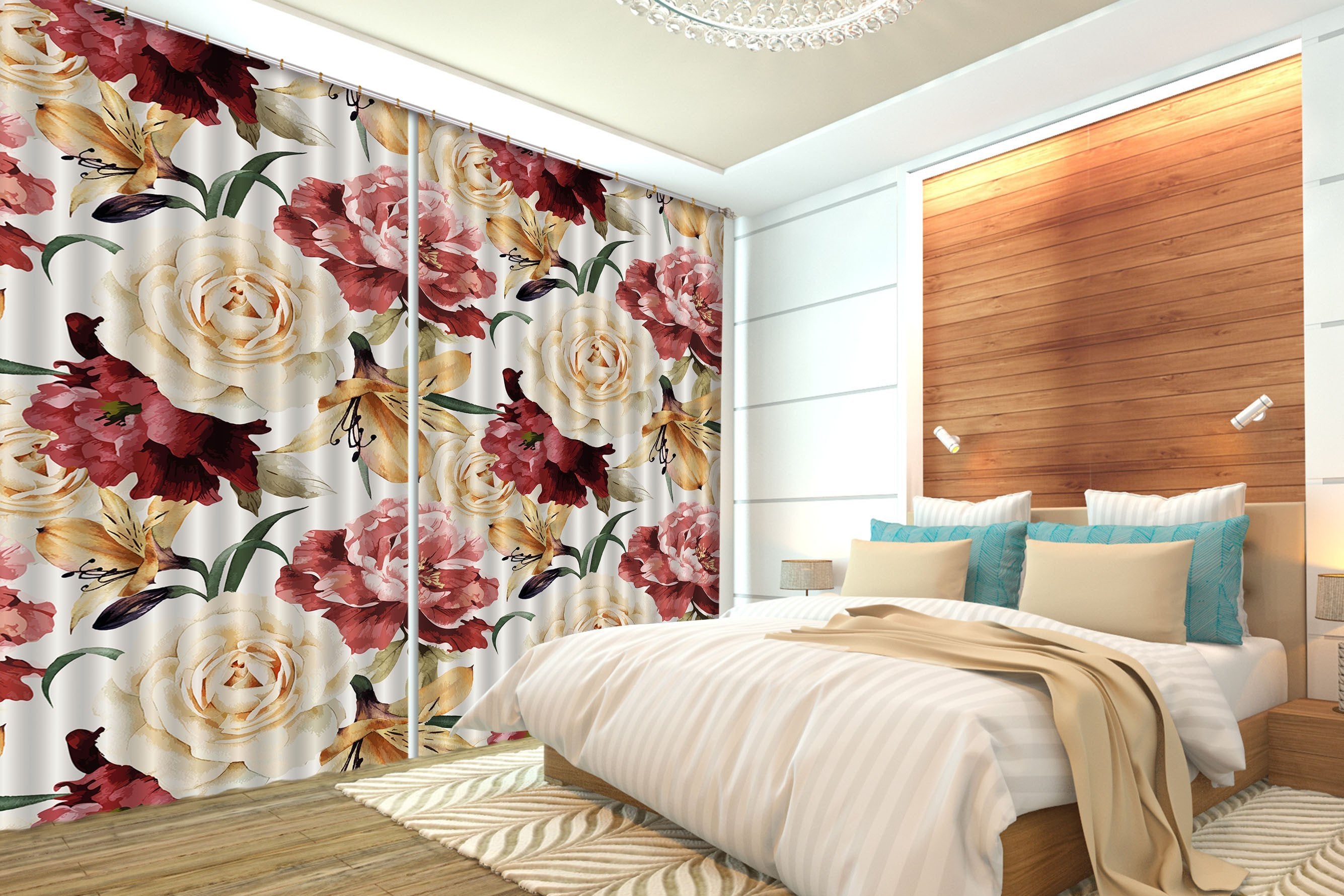 3D Flowers Painting 407 Curtains Drapes Wallpaper AJ Wallpaper 