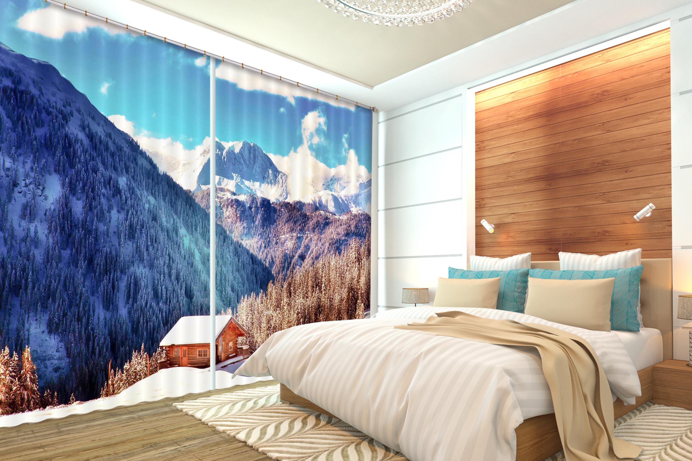 3D Snowy Mountains 797 Curtains Drapes