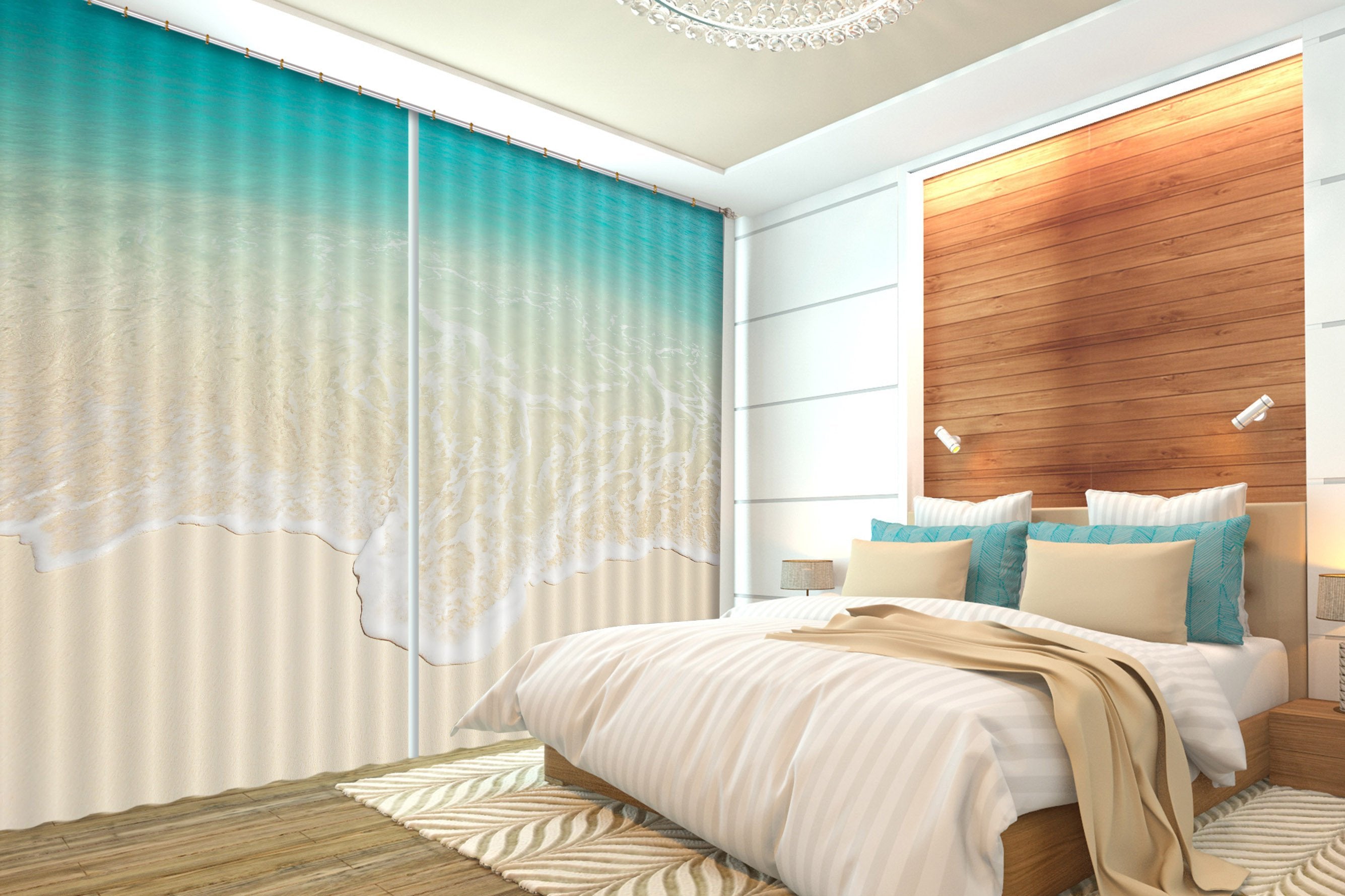 3D Quiet Sea Beach 119 Curtains Drapes Wallpaper AJ Wallpaper 