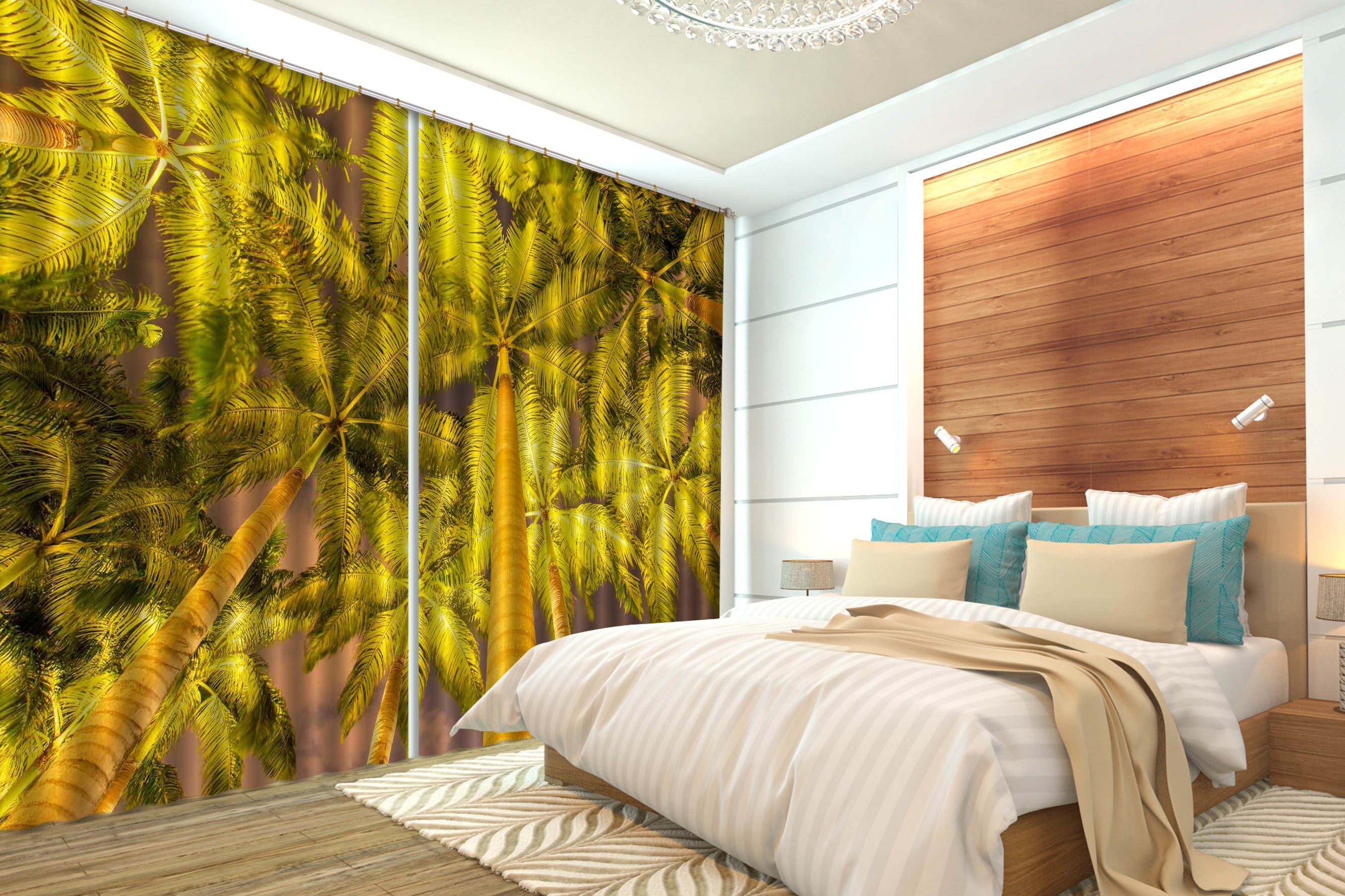 3D Tall Coconut Trees 121 Curtains Drapes Wallpaper AJ Wallpaper 