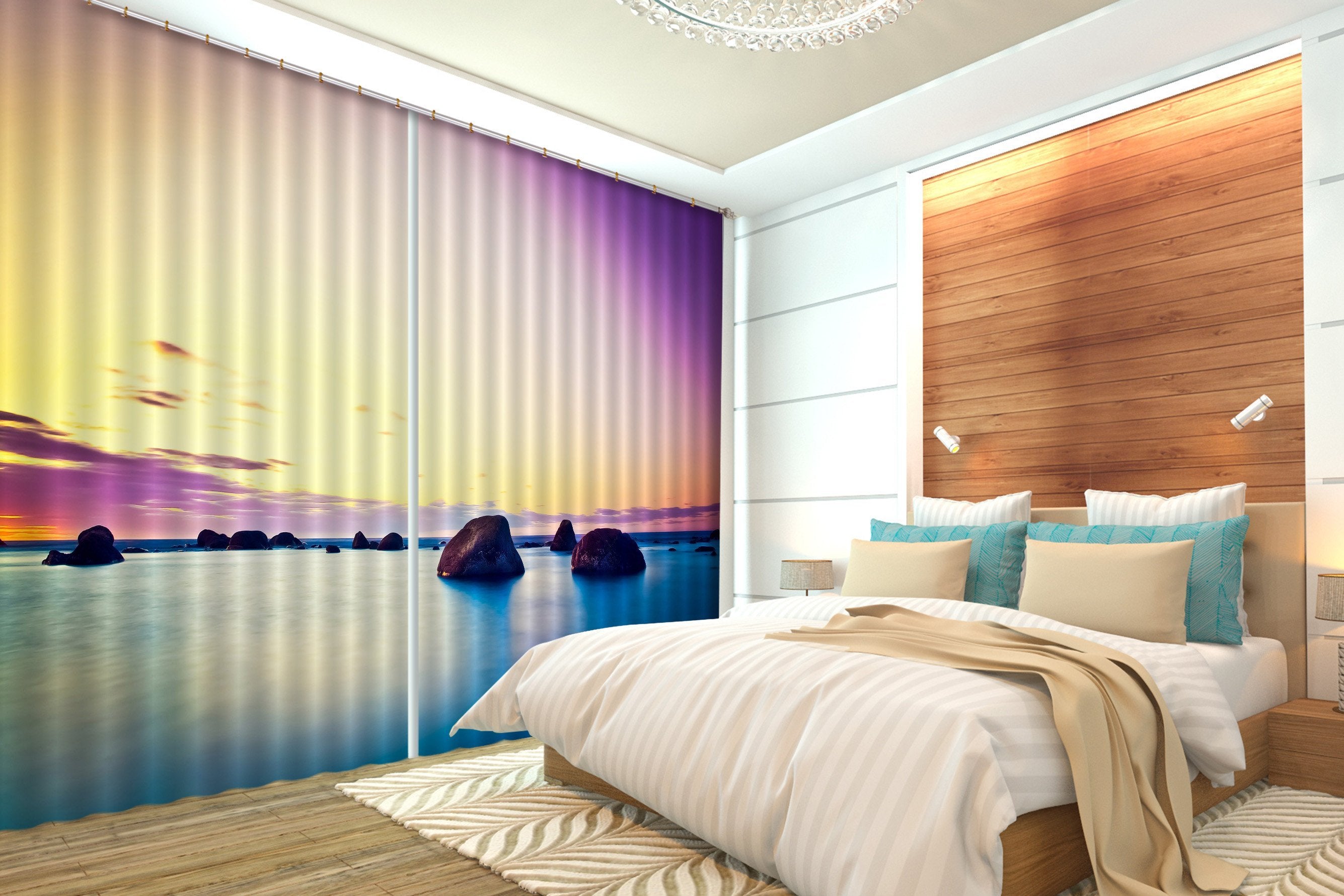 3D Pretty Sea Dusk 162 Curtains Drapes Wallpaper AJ Wallpaper 