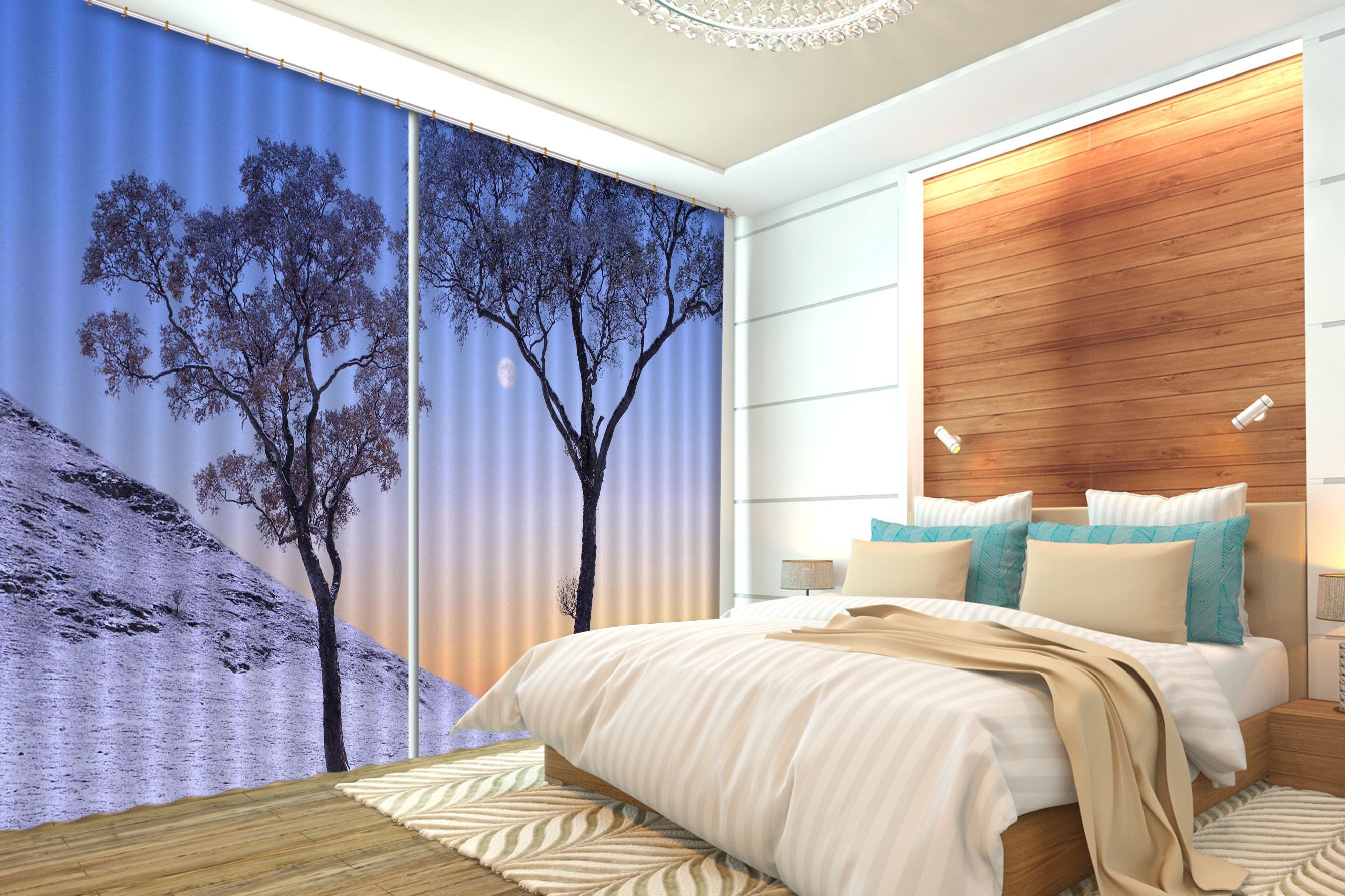 3D Snowy Trees 399 Curtains Drapes Wallpaper AJ Wallpaper 