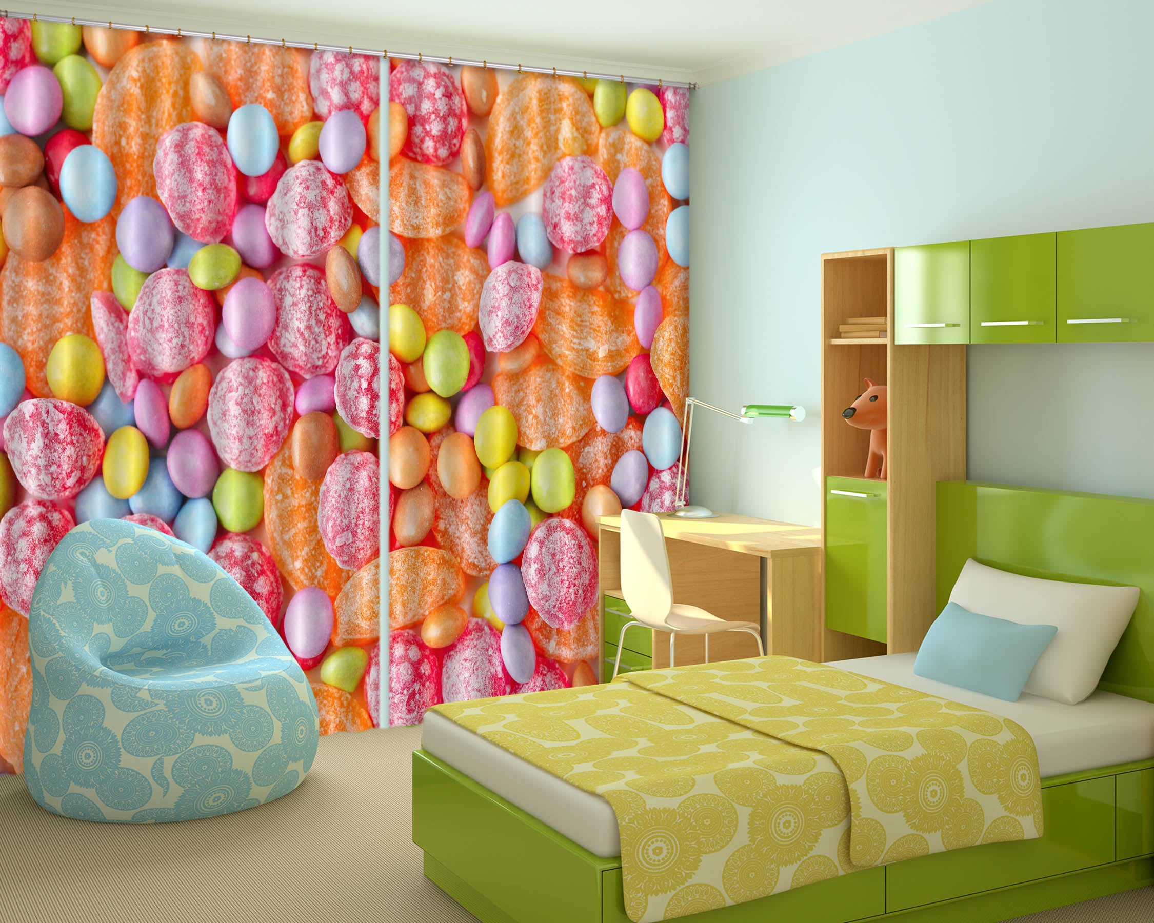 3D Colored Candy 702 Curtains Drapes