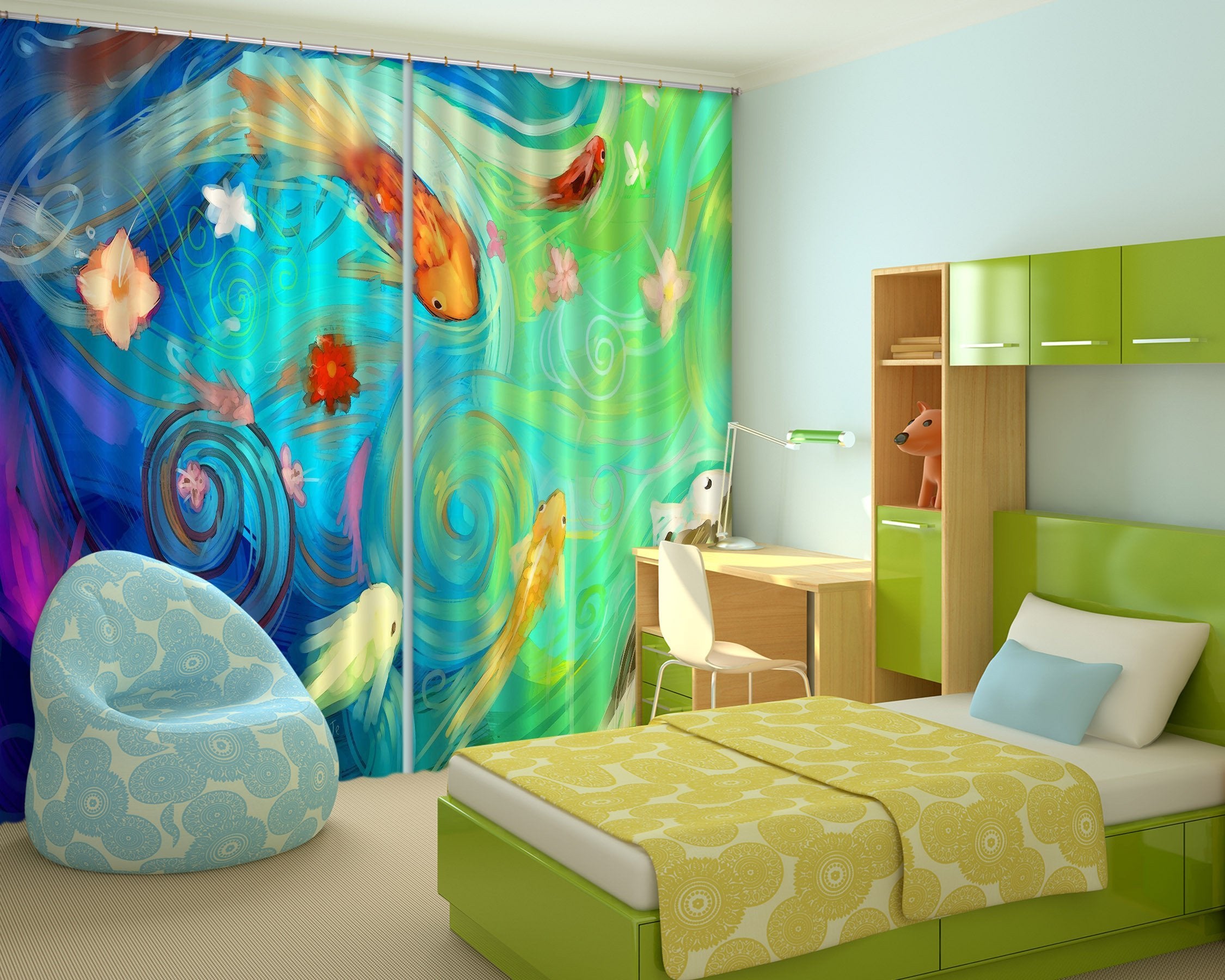 3D Fish Painting 25 Curtains Drapes Wallpaper AJ Wallpaper 