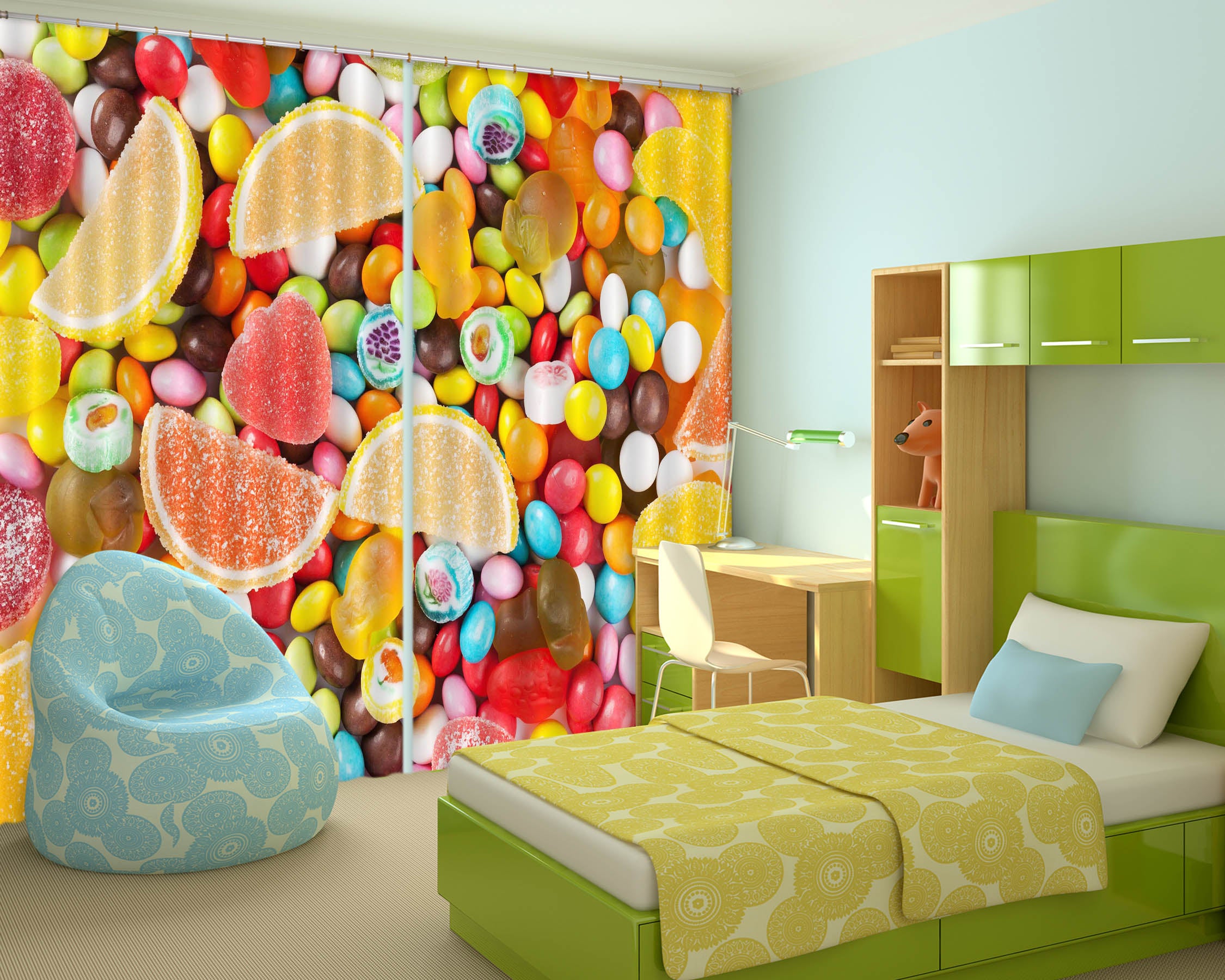 3D Colored Candy 704 Curtains Drapes