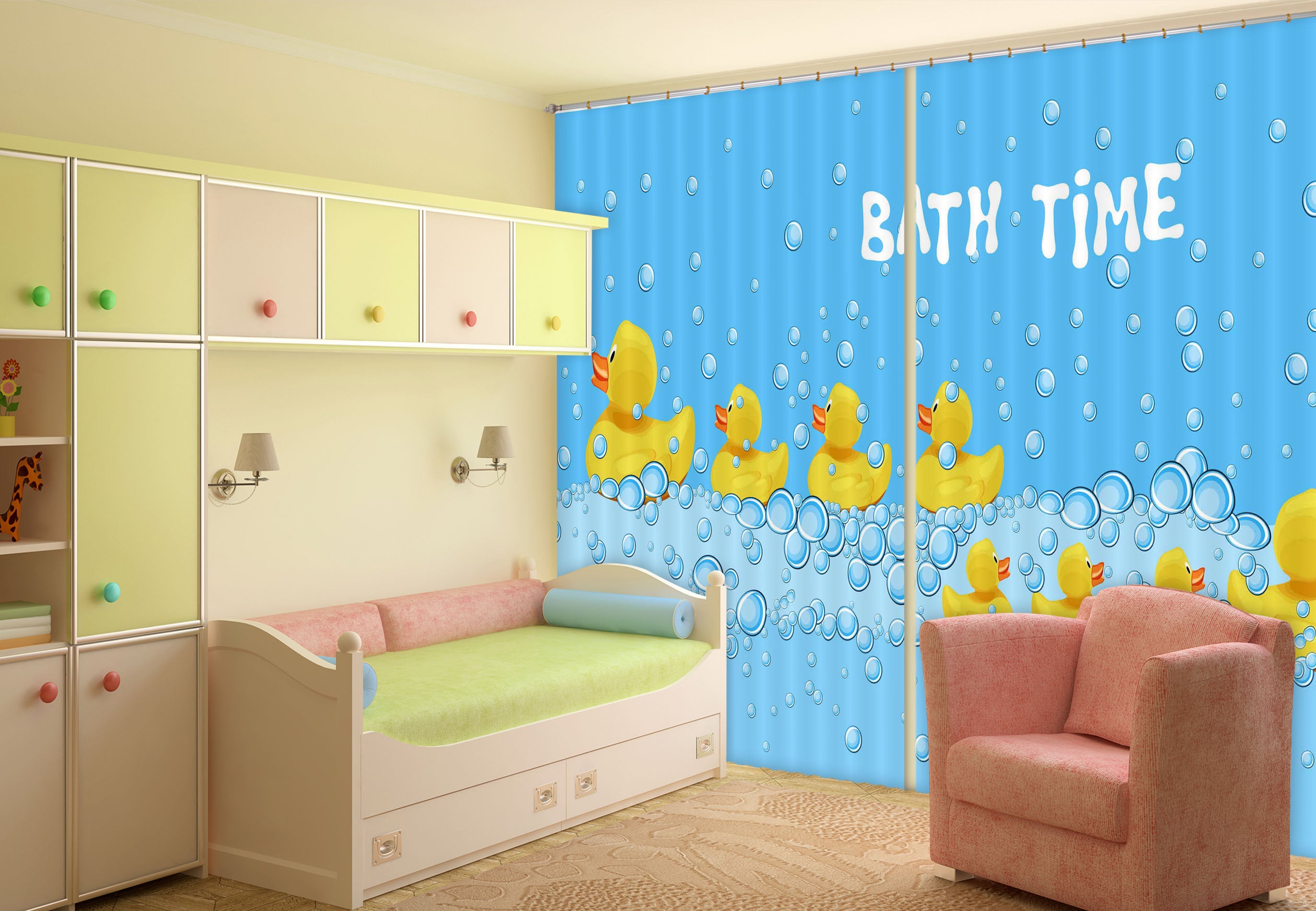 3D Little Yellow Duck 794 Curtains Drapes