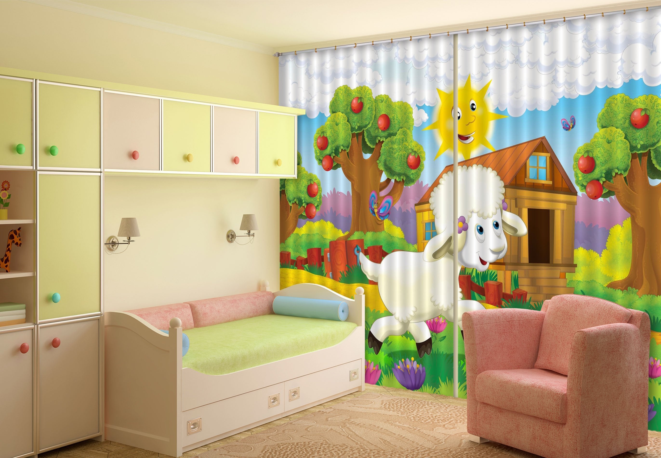 3D Lovely Sheep 622 Curtains Drapes Wallpaper AJ Wallpaper 