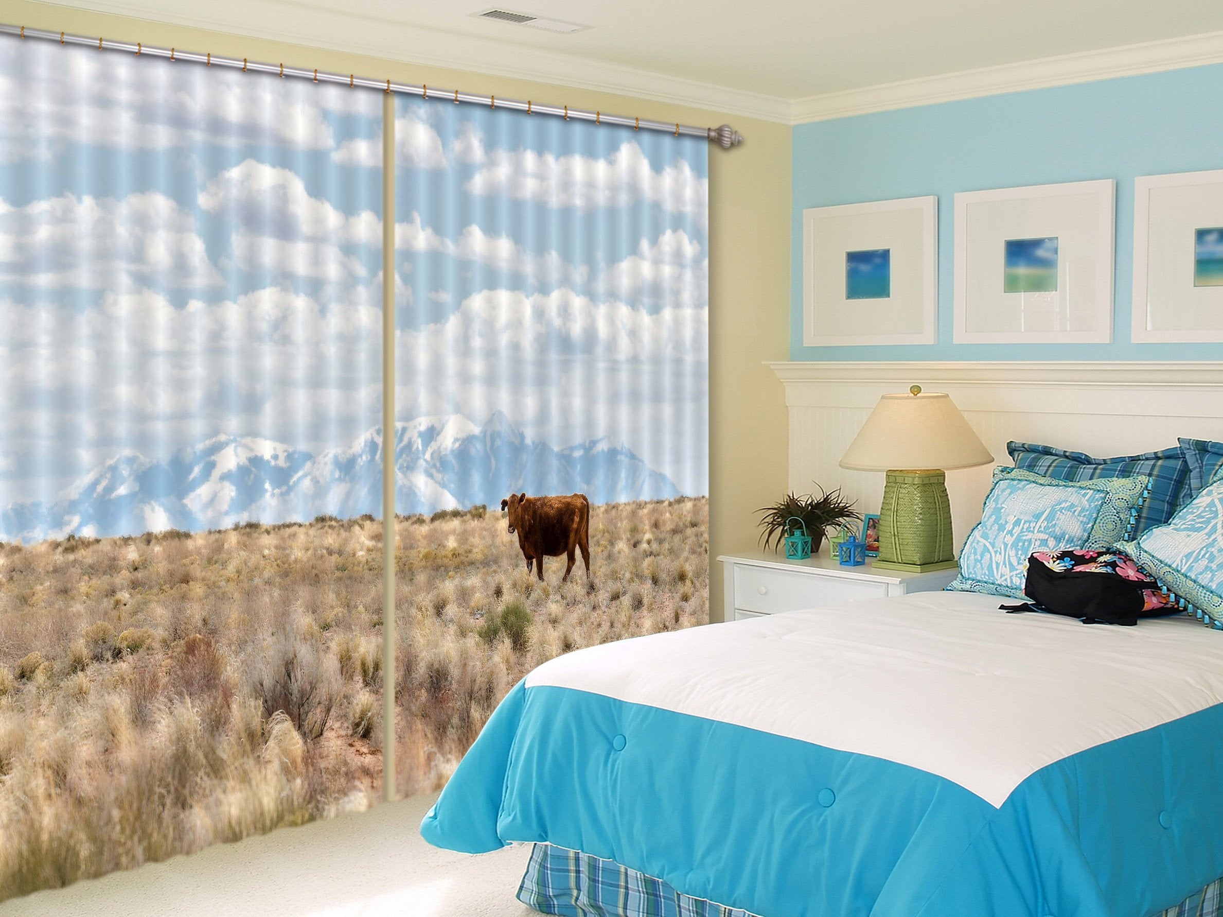 3D Mountains Weeds Animal 221 Curtains Drapes Wallpaper AJ Wallpaper 