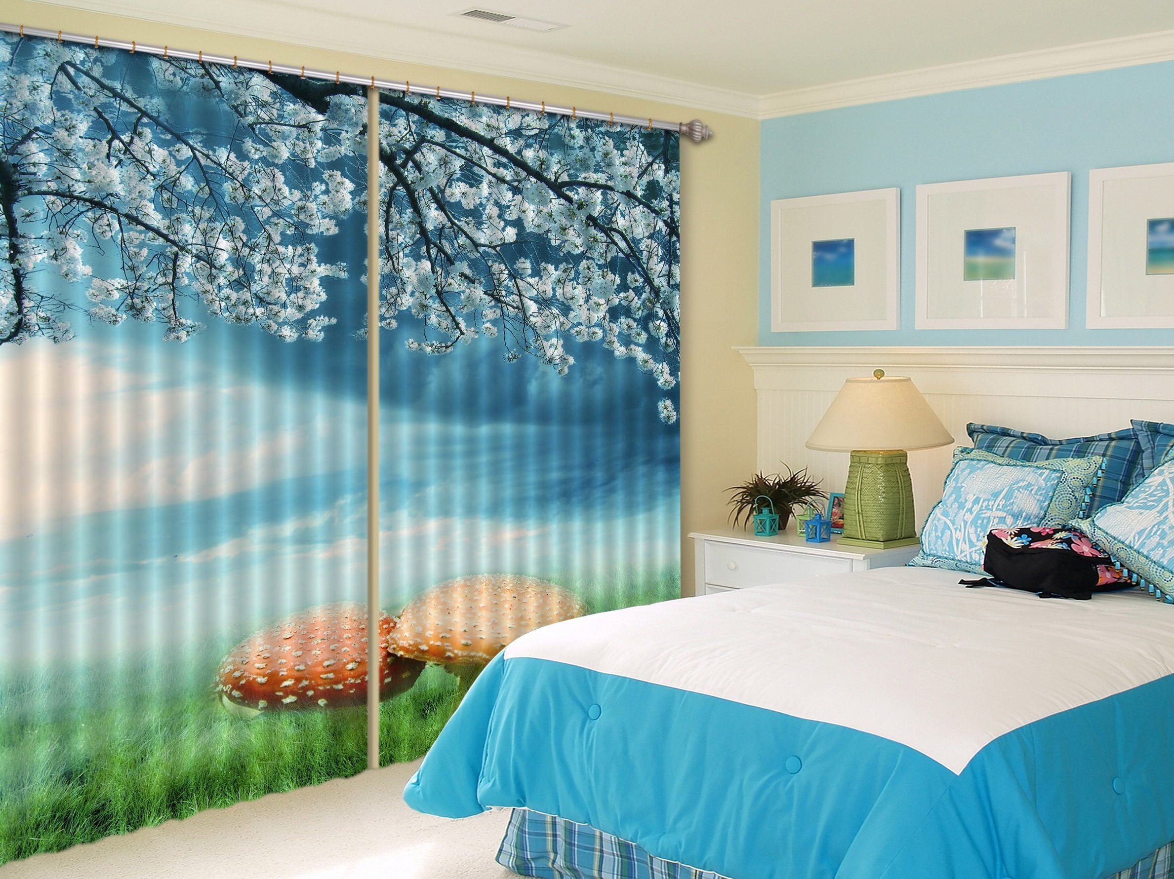 3D Flowers And Mushrooms 289 Curtains Drapes Wallpaper AJ Wallpaper 