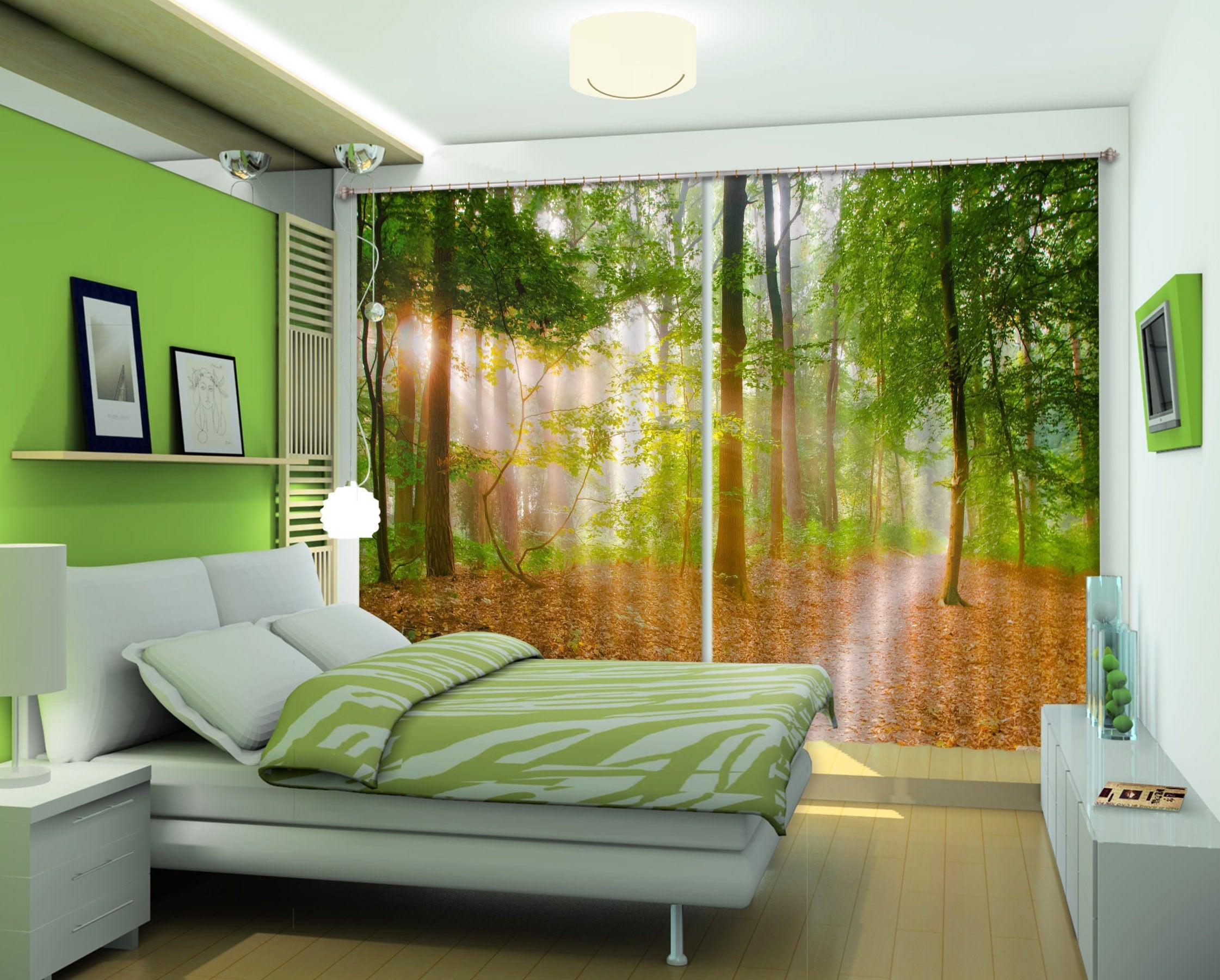 3D Forest Sunshine 422 Curtains Drapes Wallpaper AJ Wallpaper 