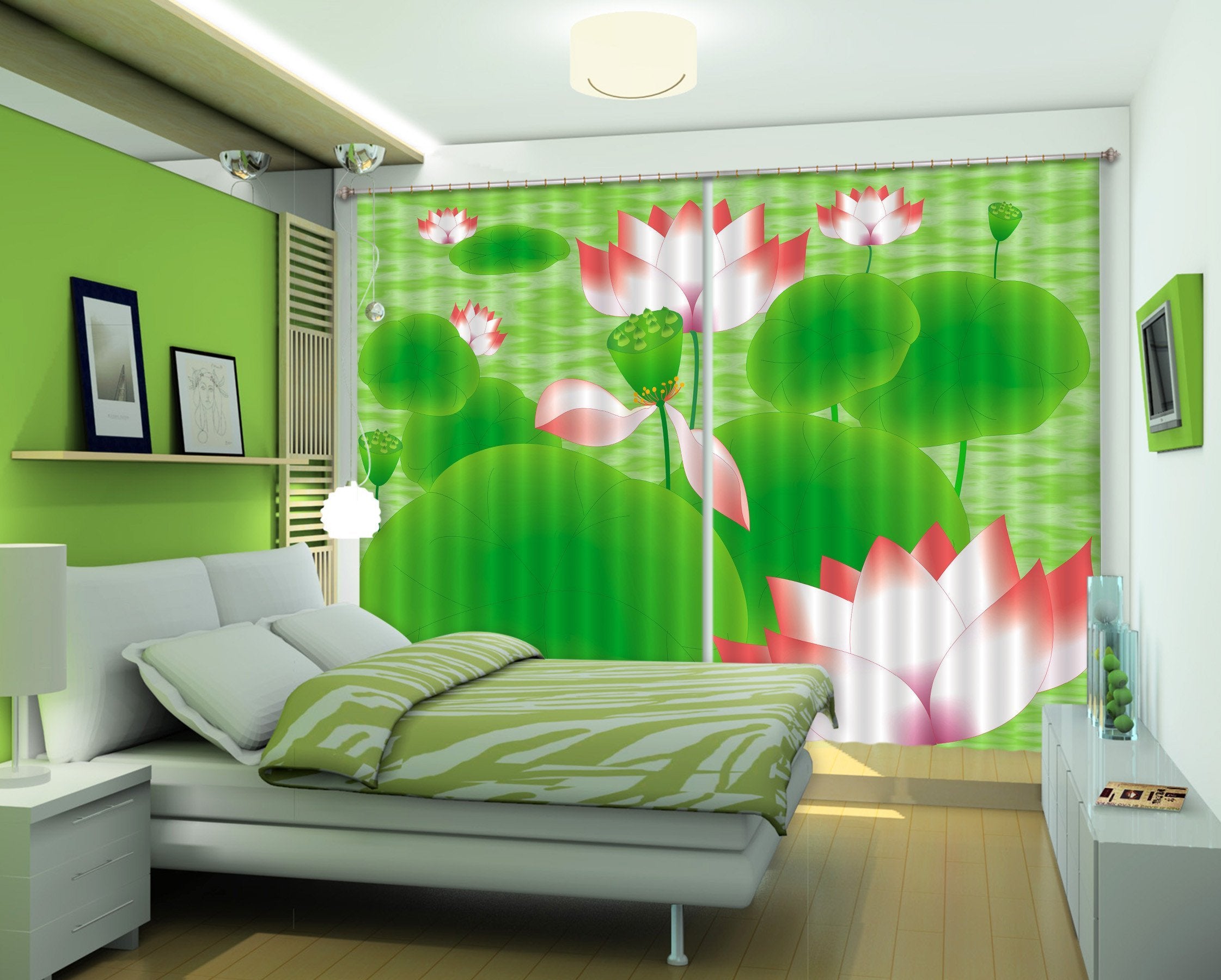 3D Lotus Flowers 274 Curtains Drapes Wallpaper AJ Wallpaper 