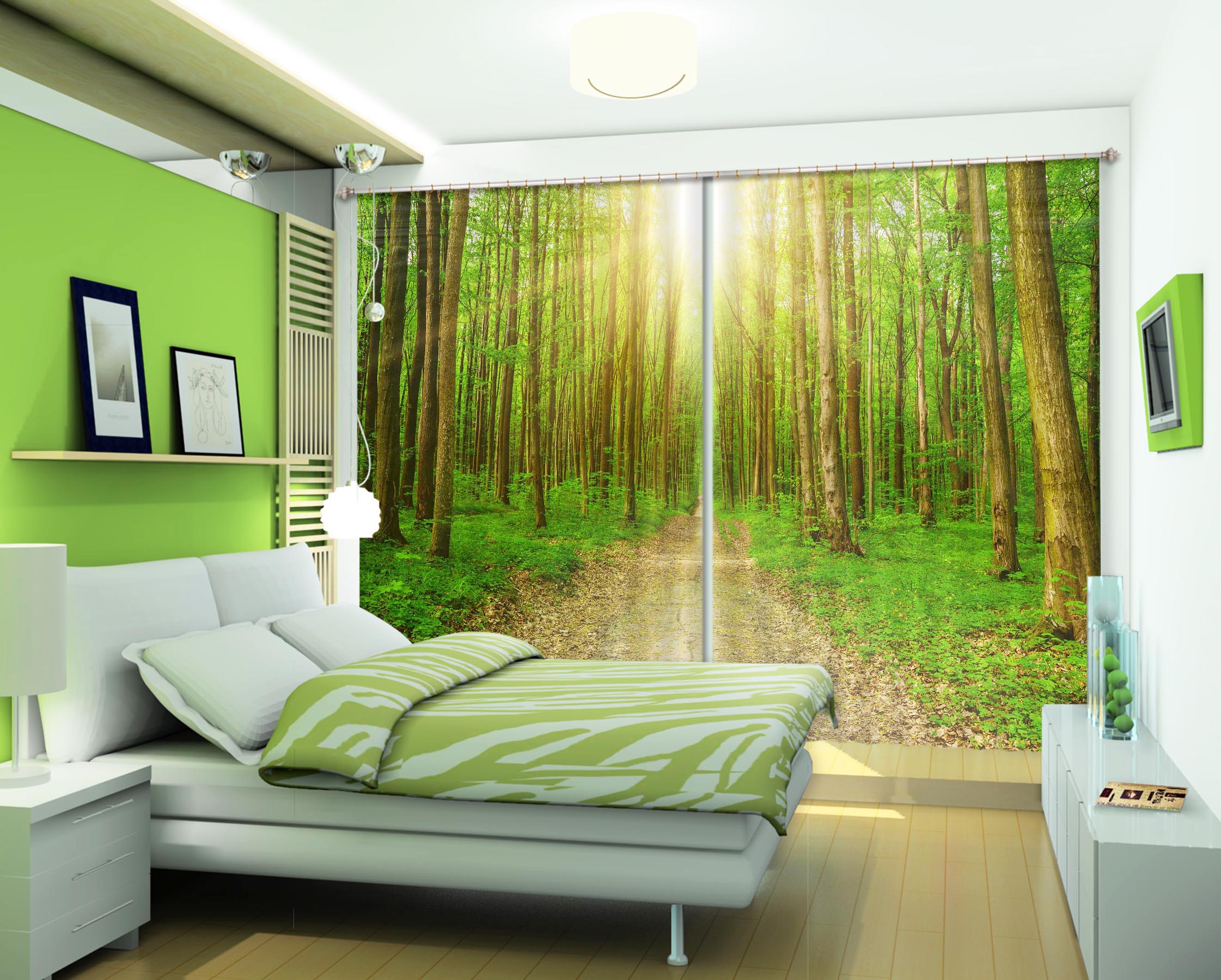 3D Sunny Forest 815 Curtains Drapes